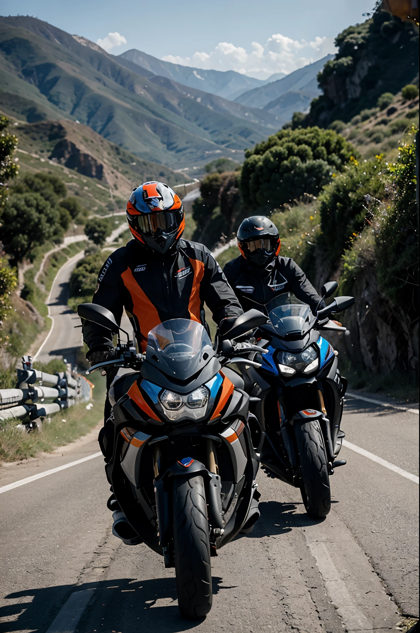 Dos parejas andando en moto una en ktm y otra en bmw m1000rr