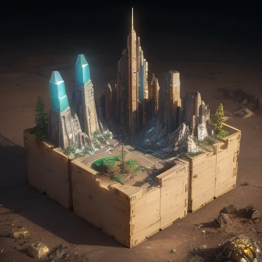 6598年Mars realistic model, (bifurcation, original photo, best quality, masterpiece:1.4),SteampunkCyberpunk6820 City,(CyberpunkMars light:1.3), Mars (related to land),(in a small nature box:1.3),Isometric, small nature, landscape on foundation,landscape,
