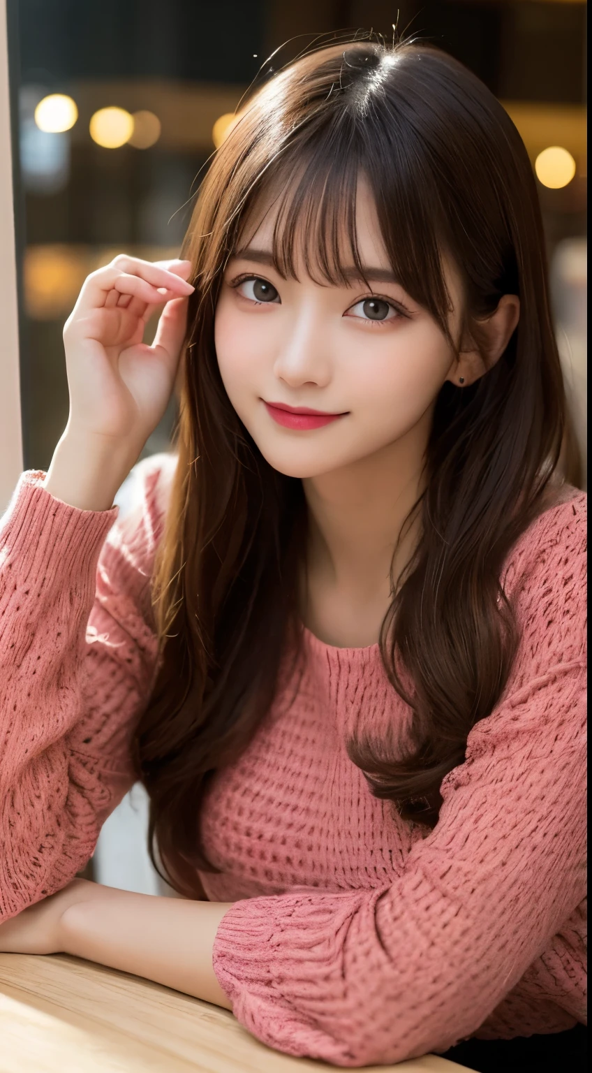 table top, highest quality, shape, Super detailed, finely, High resolution, 8k wallpaper, 完璧なダイナミックな構shape, beautiful and detailed eyes, small breasts, natural color lip, random sexy pose,smile,20 year old girl、midnight、beautiful and cute face、perfect and beautiful face,Big eyes、real photos(best image quality),long sleeve blouse、flare skirt、sit cross-legged