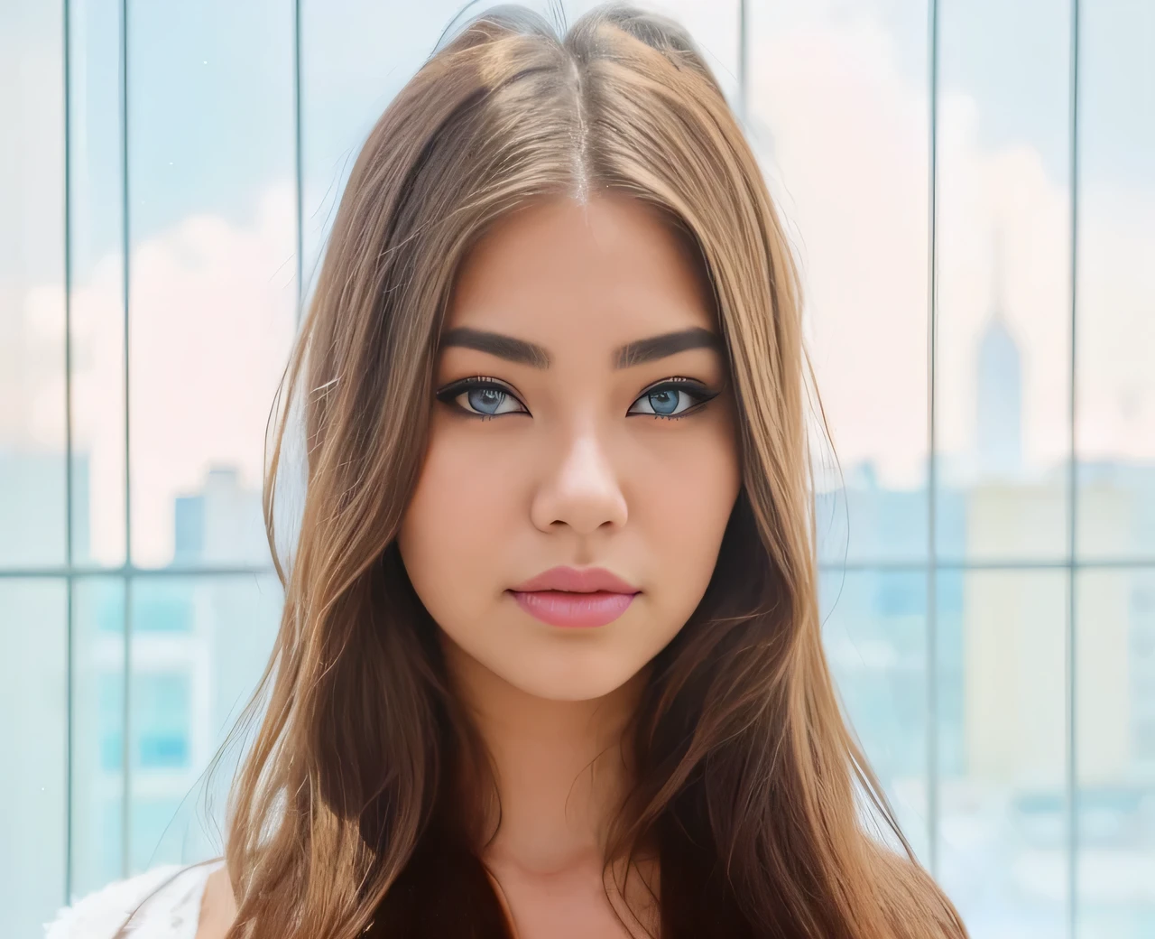 Beautiful young woman with long hair and a black top posing for a picture, pastel blue eyes, gorgeous light blue eyes,portrait sophie mudd, madison beer, madison beer girl portrait, eva elfie, gorgeous young model, 18 years old, :: madison beer, 17 year old female model, 16 year-old girl, ilya kuvshinov with long hair, soft devil queen madison beer