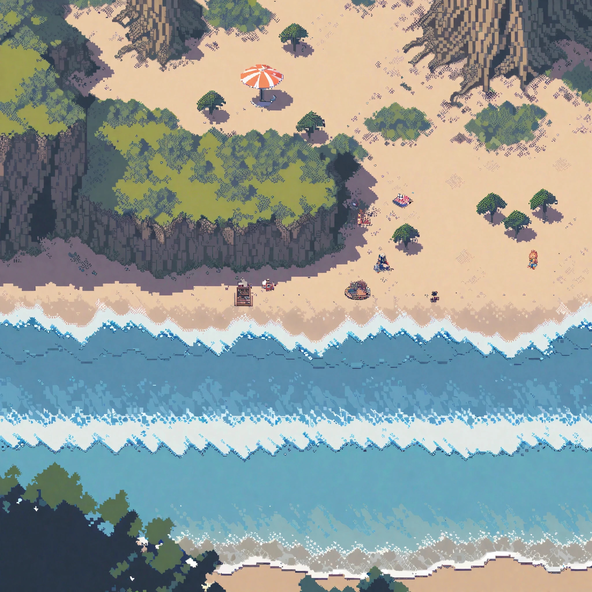 (masterpiece, best quality:1.2), pixel art,landspace,beach