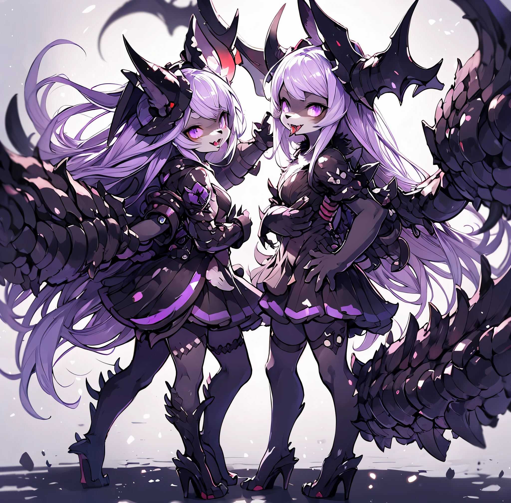 Female Dragon. KanColle's abyssal fleet element. ((Furry)). A turret with mouth. double teeth. purple color. metallic black shell. Anime style.