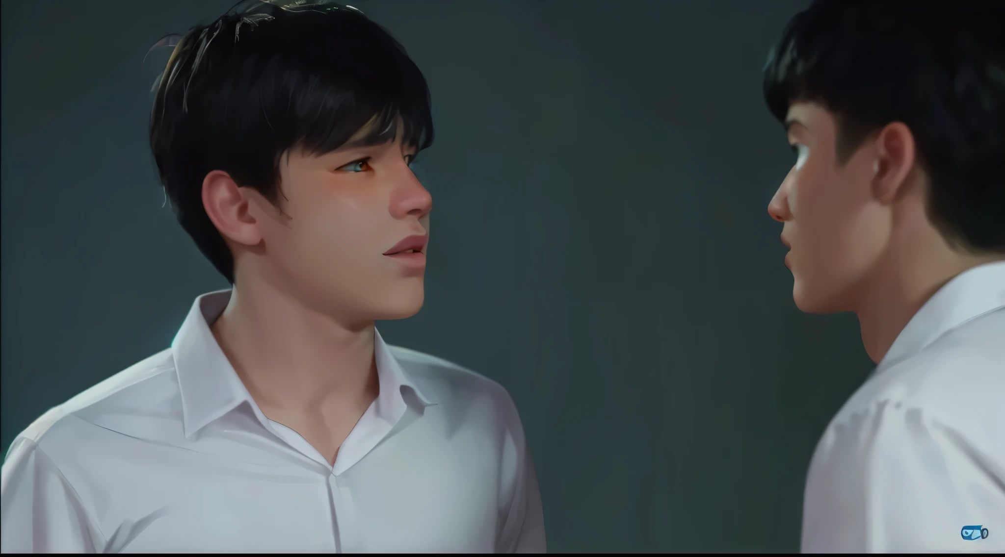 there are two cute 16 year old boys, uno de cabello gris y el otro de cabello naranja esta lorando y el otro lo mira con lastima tristeza