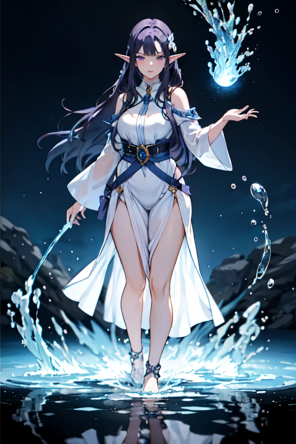 score_9, score_8_up, score_7_up, score_6_up, score_5_up, score_4_up, uncensored, shinra, yellow eyes, long hair, black hair, glasses, semi-rimless eyewear, under-rim eyewear, parted bangs, BREAK Anime Style, Manga Style, Hand drawn, cinematic, Sharp focus, humorous illustration, big depth of field, Masterpiece, concept art, trending on artstation, Vivid colors, Simplified style, trending on ArtStation, trending on CGSociety, Intricate, Vibrant colors, Soft Shading, Simplistic Features, Sharp Angles, Playful BREAK, 1girls, holding, female focus, book, staff, floating, robe, open book, holding staff, veil, navel, elbow gloves, torn clothes, water drop, temple, rock, starry sky, dusty, wind art, aura, gloomy expression, looking at viewer, glow effect, magic-realism, sweating, sweating profusely, excessive sweating, sweating drop, gasping, heavy breathing, thight, half-closed eyes, thigh, thick, plump, looking at viewer, hollow eyes,