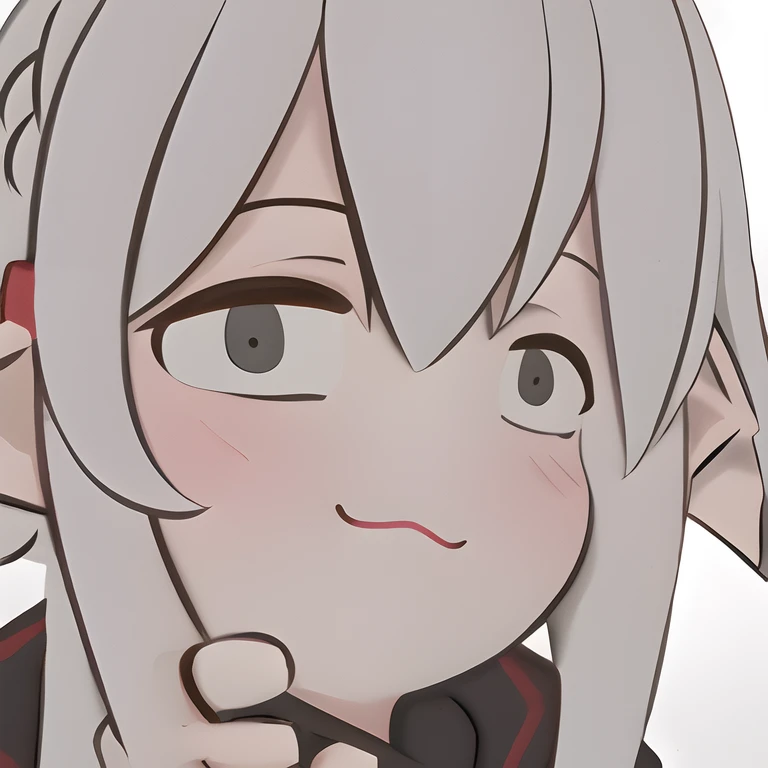 masterpiece,best quality,grey hair,portrait,highres,hide hand,chibi,=_=