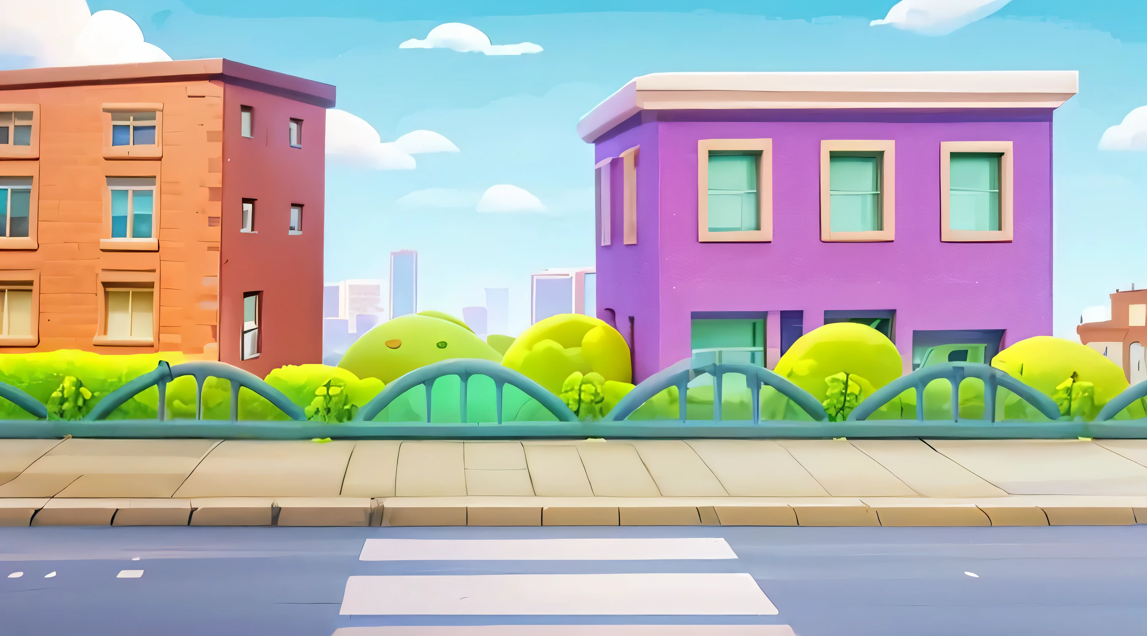 cartoon city street with buildings and trees on a sunny day, city street view background, street background, background art, town background, grimy streets backdrop, city backdrop, random background scene, city background, background environment. 8 k, background artwork, urban background, game background, town center background, house background, urban city background, city in backround, city in background