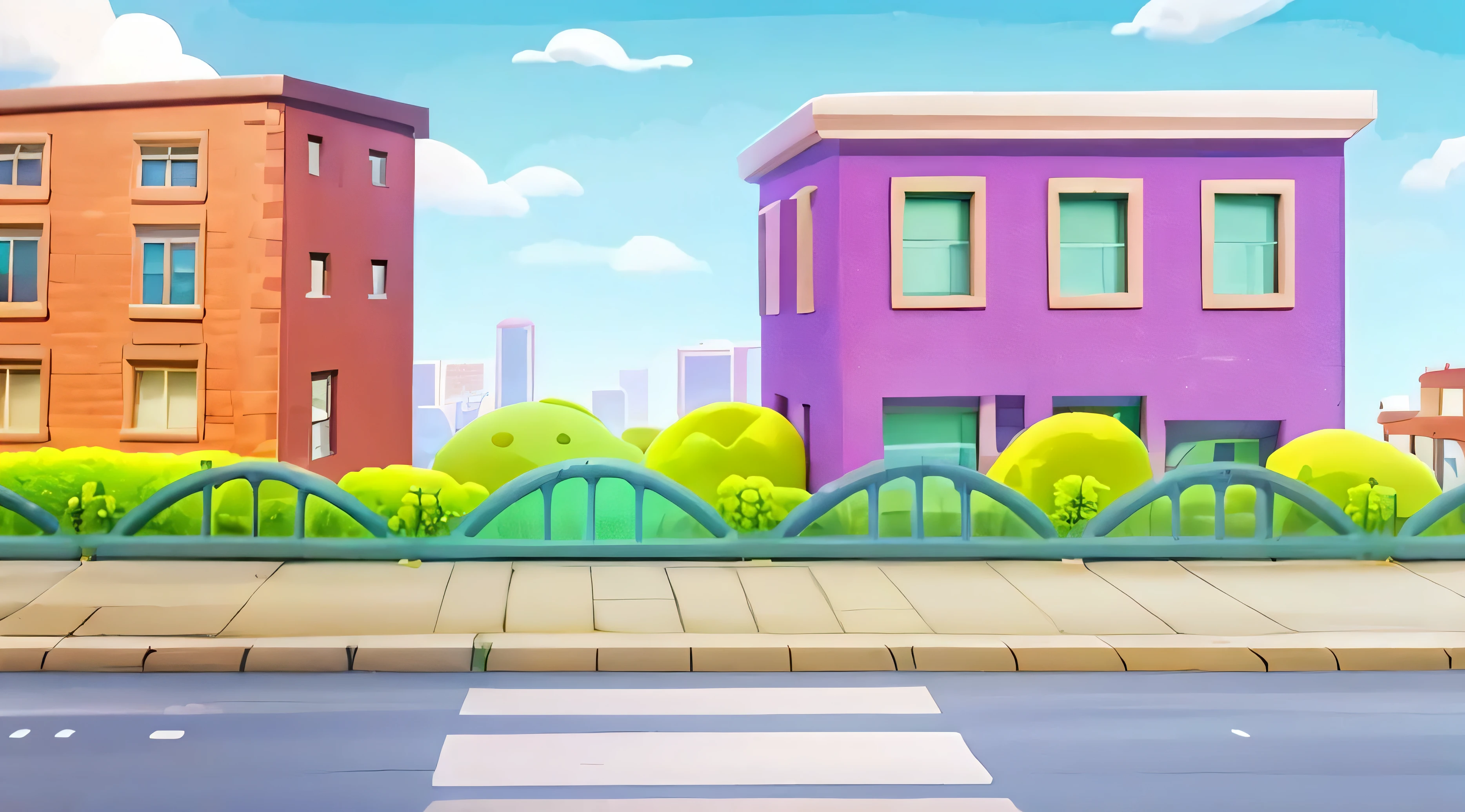 cartoon city street with buildings and trees on a sunny day, city street view background, street background, background art, town background, grimy streets backdrop, city backdrop, random background scene, city background, background environment. 8 k, background artwork, urban background, game background, town center background, house background, urban city background, city in backround, city in background