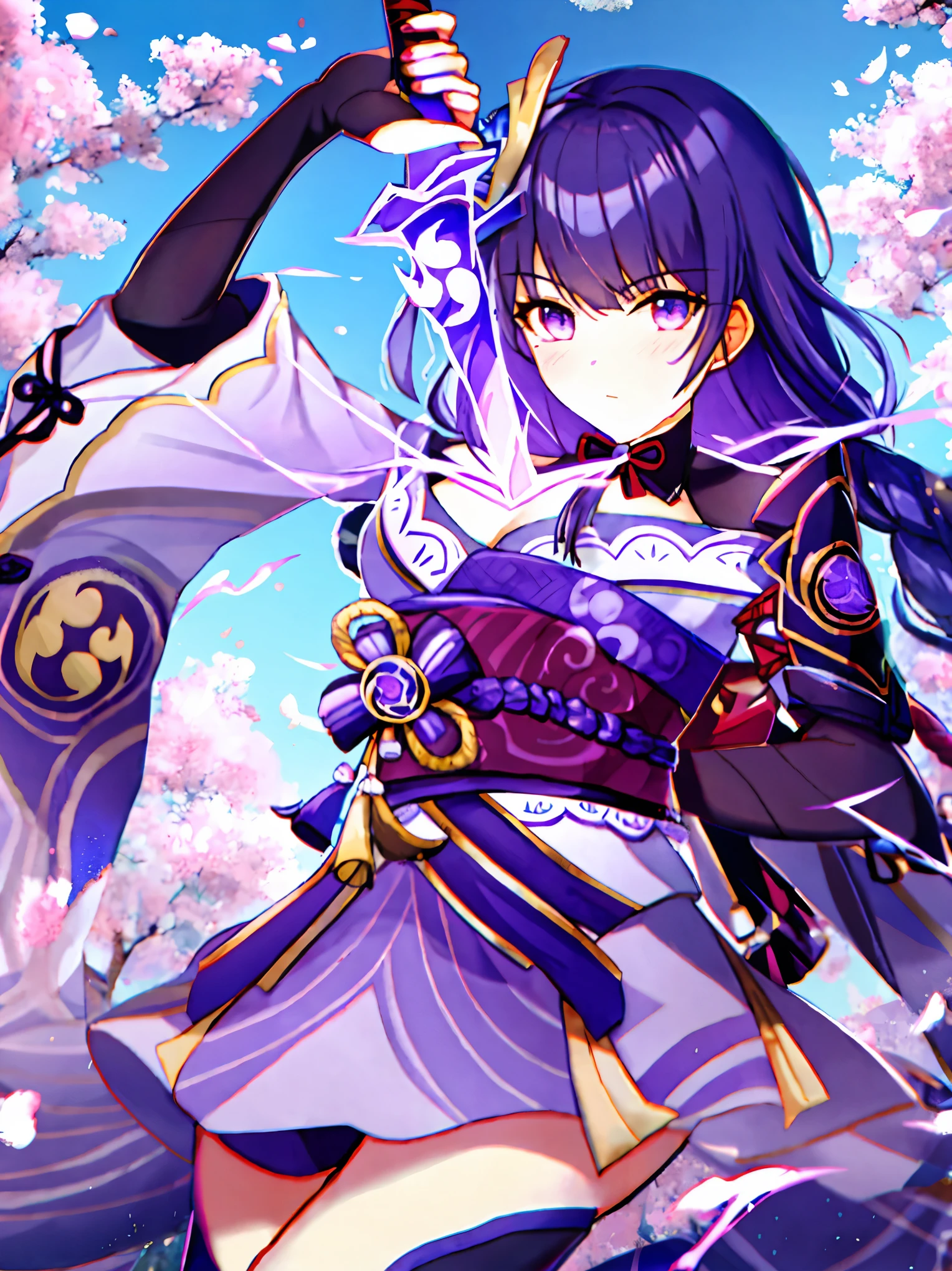 Raiden_shogun is pulling a blade from her chest