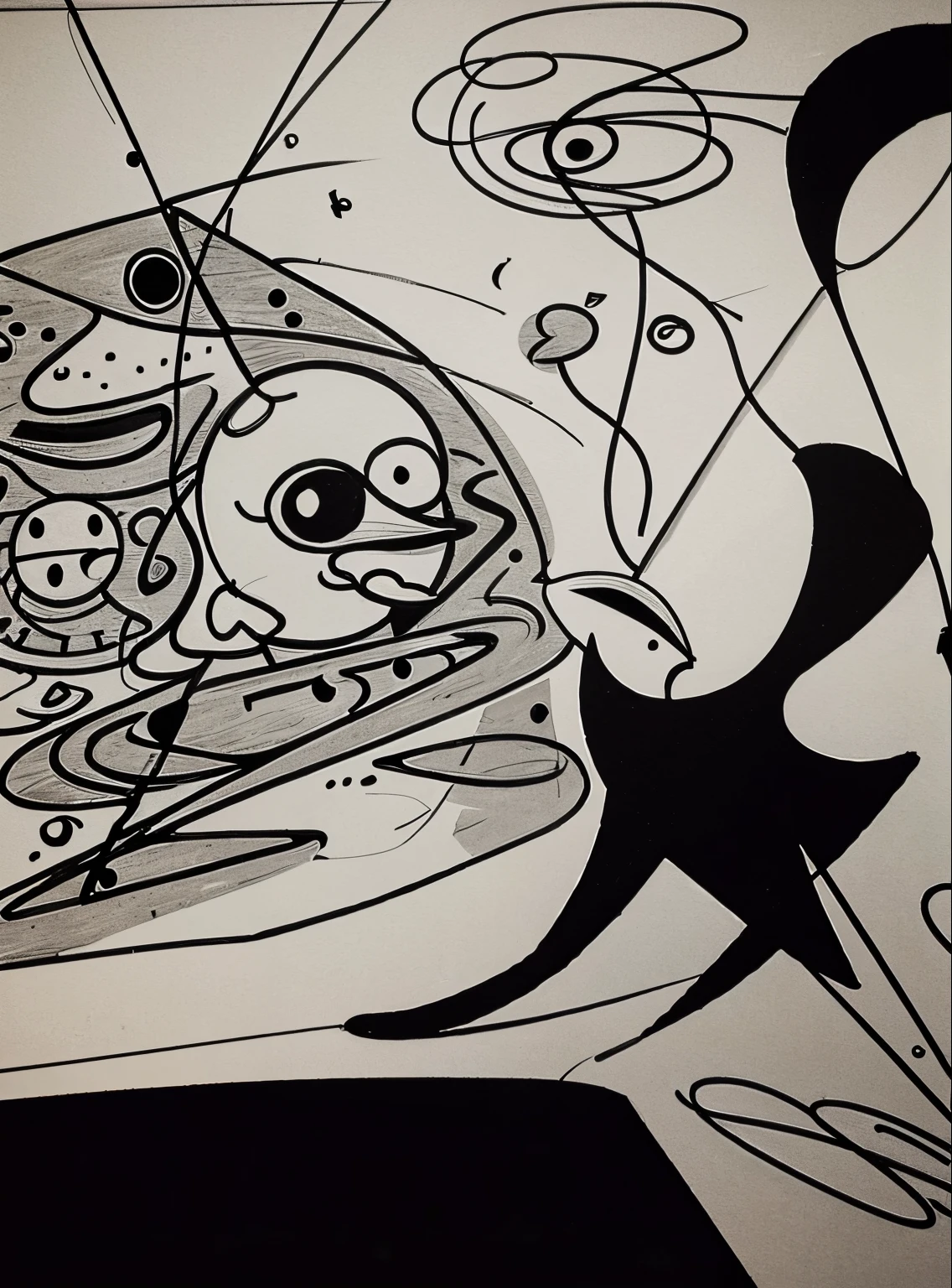 Juan Miró style sketches, detailed line drawings expressing anger