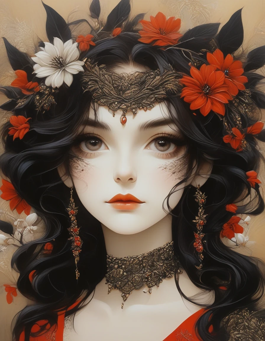in style of conté artwork, portrait, beautiful detailed