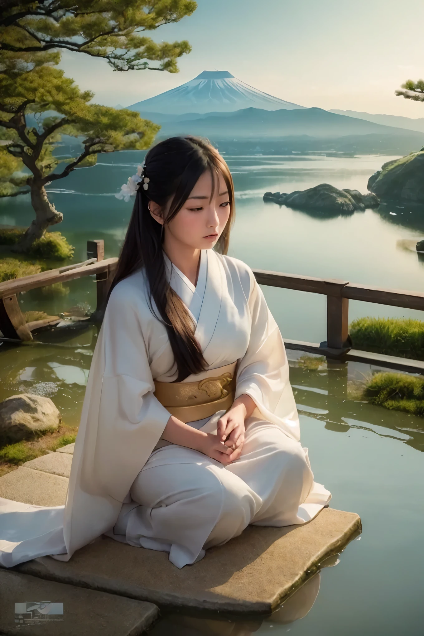 (best quality:1.3), (masterpiece:1.2), (realistic, photo-realistic:1.4), 1 girl, (traditional Japanese beauty:1.2), (futuristic elements:1.3), (serene atmosphere:1.2), (landscape:1.4), (blends:1.3), (past and future:1.2), (never been seen before:1.2), (Japan:1.2), (breathtaking:1.2), (16:9 aspect ratio:1.3), (detailed:1.3), (intertwine:1.2), (serene atmosphere:1.2), (landscape:1