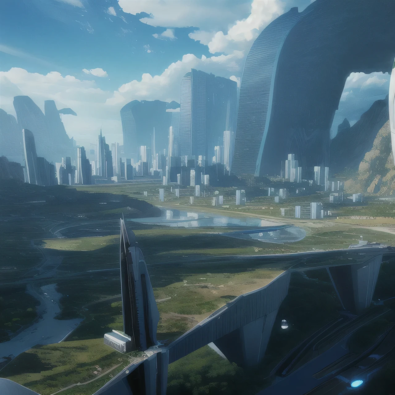landscape of a futuristic sci fi cidade, sci fi, ultra realistic, high resolution, cidade