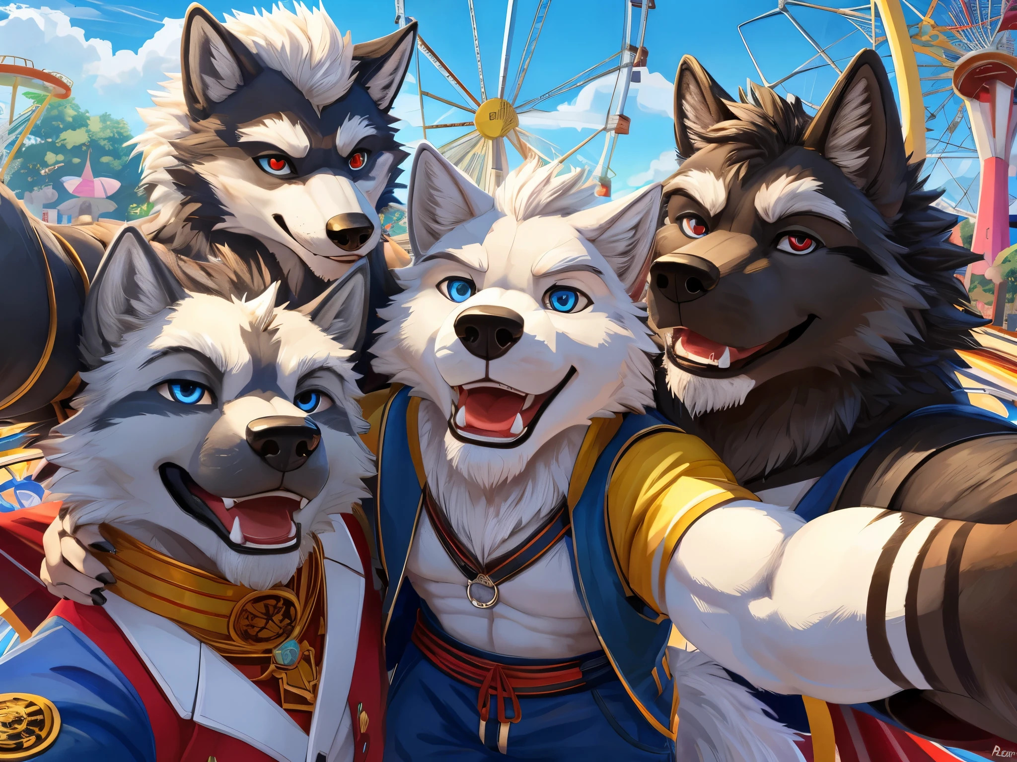 kvarios dogs in party, cheerful, Disney style, --auto --s2