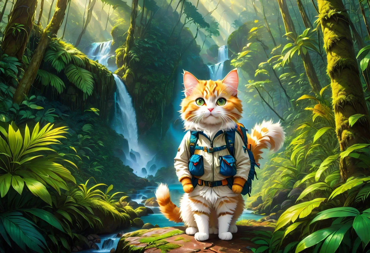 ((An explorer's Cute Cat looks at the map and hikes through the forest)), 
（Look at the map：1.37），hairy,  Big green bright eyes,, The rabbit wears a stylish green adventure outfit, green shorts， Wear red hiking boots on your feet， cute ears, (Green camping hat, Carry a green backpack with you, trowels, camping equipment, compass,)
(Curious to explore expressions:1.37), Exaggerated，Cartoon, 4D, Fox,at centre，Three-point system
Add a little background: Autumn Leaf Forest Trail Red Forest, autumn forest, red illuminating fog, In a red dream, really beautiful forest, Beautiful forest, Beautiful hazy wood, Red shade spray, Breathable and beautiful trees, breath-taking beautiful trees, red fog, beautiful forests and trees, Bright but dark red, red trees, a 3D render
{{Masterpiece}}, {{{Best quality}}}, {{Ultra-detailed}}, {{{illustration}}},concept art of character,Game scene graph,Clear facial features,close up photograph,Photography,postapocalyptic,Masterpiece,archviz/building rendering,rendering,corona rendered,rendering by octane,v-ray,High detail,hyper qualit,high resolution,trending on artstationh,hyper photorealism,surrealism,k hd,8K tilt shift,Long shot,Split Lighting,