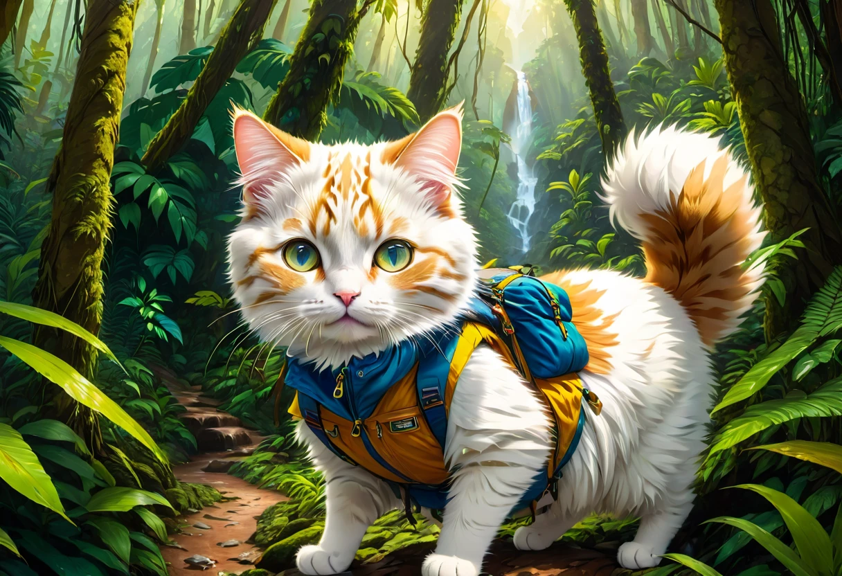 ((An explorer's Cute Cat looks at the map and hikes through the forest)), 
（Look at the map：1.37），hairy,  Big green bright eyes,, The rabbit wears a stylish green adventure outfit, green shorts， Wear red hiking boots on your feet， cute ears, (Green camping hat, Carry a green backpack with you, trowels, camping equipment, compass,)
(Curious to explore expressions:1.37), Exaggerated，Cartoon, 4D, Fox,at centre，Three-point system
Add a little background: Autumn Leaf Forest Trail Red Forest, autumn forest, red illuminating fog, In a red dream, really beautiful forest, Beautiful forest, Beautiful hazy wood, Red shade spray, Breathable and beautiful trees, breath-taking beautiful trees, red fog, beautiful forests and trees, Bright but dark red, red trees, a 3D render
{{Masterpiece}}, {{{Best quality}}}, {{Ultra-detailed}}, {{{illustration}}},concept art of character,Game scene graph,Clear facial features,close up photograph,Photography,postapocalyptic,Masterpiece,archviz/building rendering,rendering,corona rendered,rendering by octane,v-ray,High detail,hyper qualit,high resolution,trending on artstationh,hyper photorealism,surrealism,k hd,8K tilt shift,Long shot,Split Lighting,