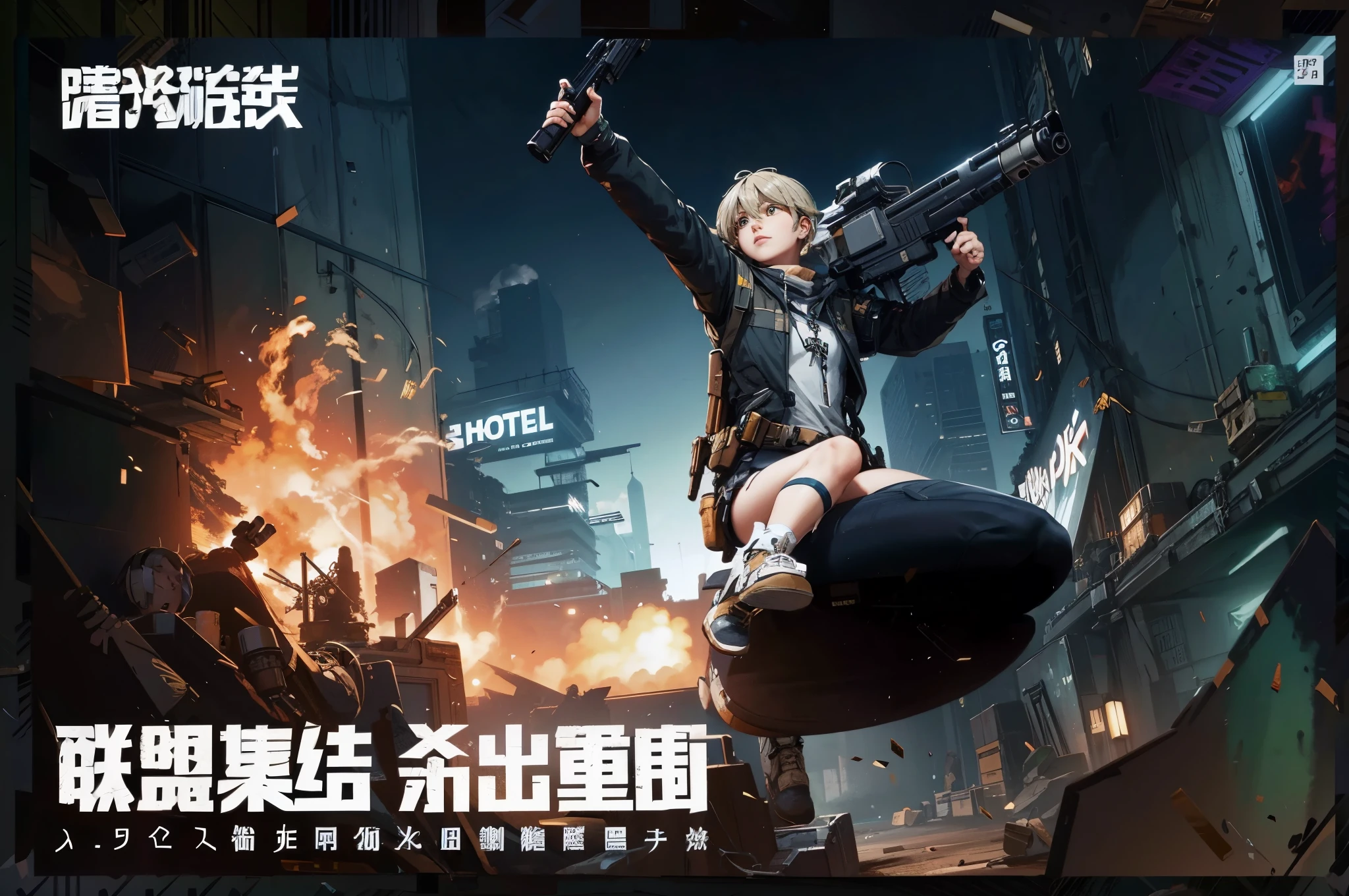 There's a woman flying in the air with a gun, Popular topics on cgstation, cgstation trends, girls frontline universe, cgsociety and fenghua zhong, Inspired by Leng Mei, Game CG, HD cg society, Girls Frontline CG, From Girls Frontline, m4 sopmod ii girls frontline, mobile game style, girls frontline style