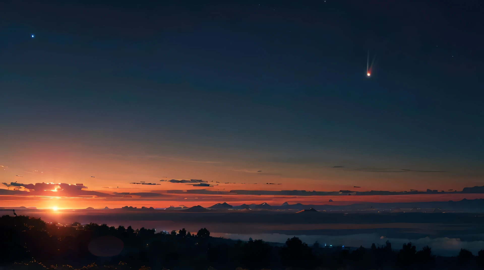 high resolution,high quality,High definition,Before dawn,The sky in the west is slightly bright