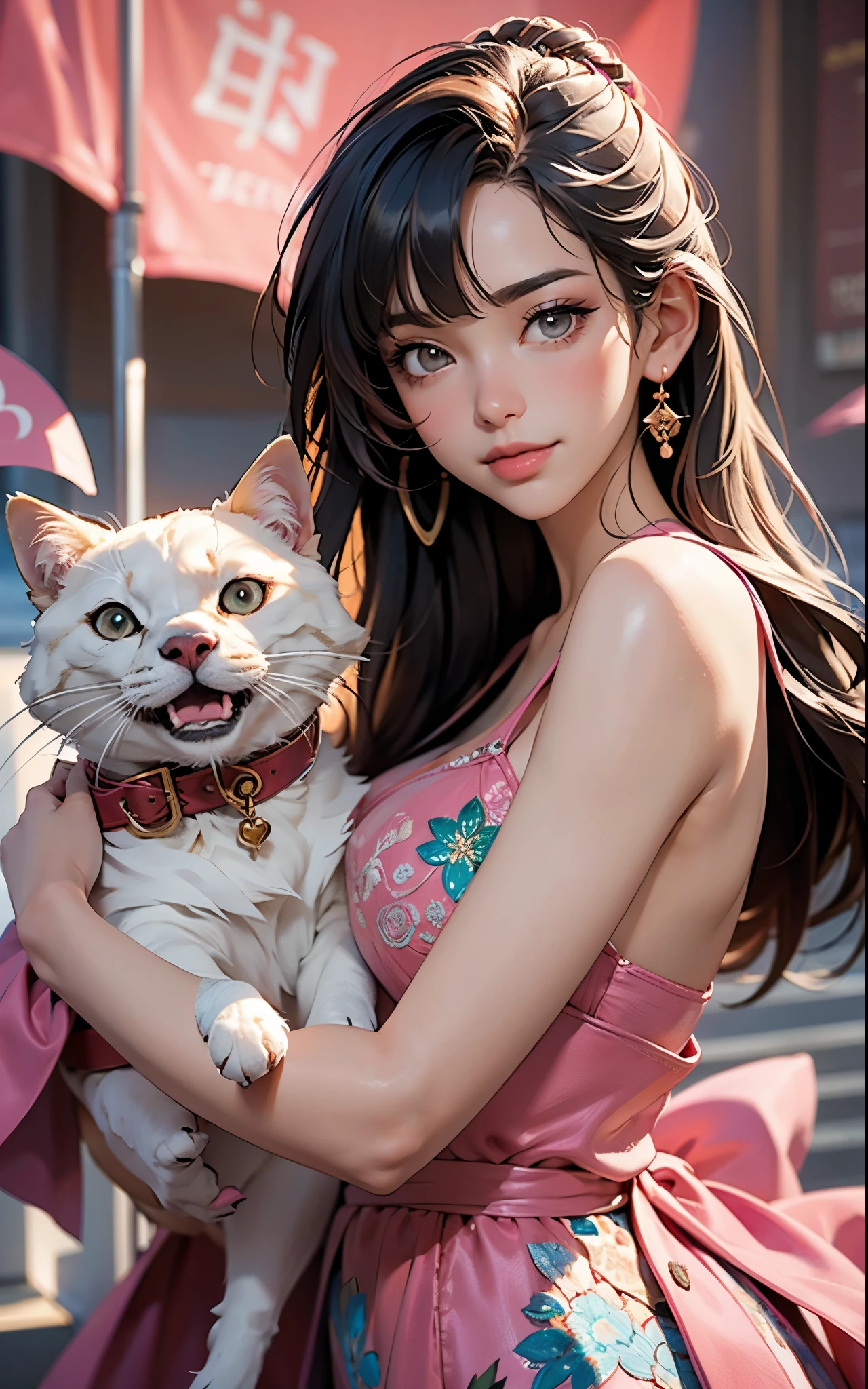 ((best quality)), ((masterpiece)), (detailed), perfectly face the adult woman, Penteado casual, olhos casuais, orelhas de raposa branca, roupas casuais, peito, Sorriso, obra de arte, alta qualidade, fundo casual, tiro de corpo inteiro