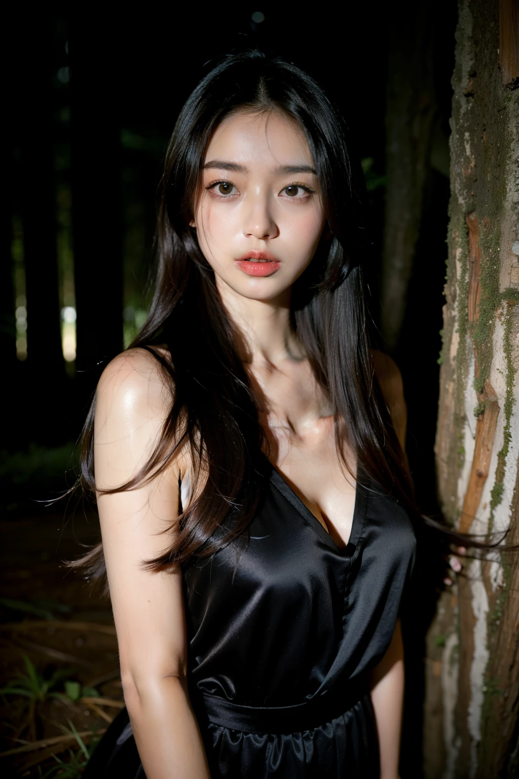 《woman》，《forest》，《long hair》《night》