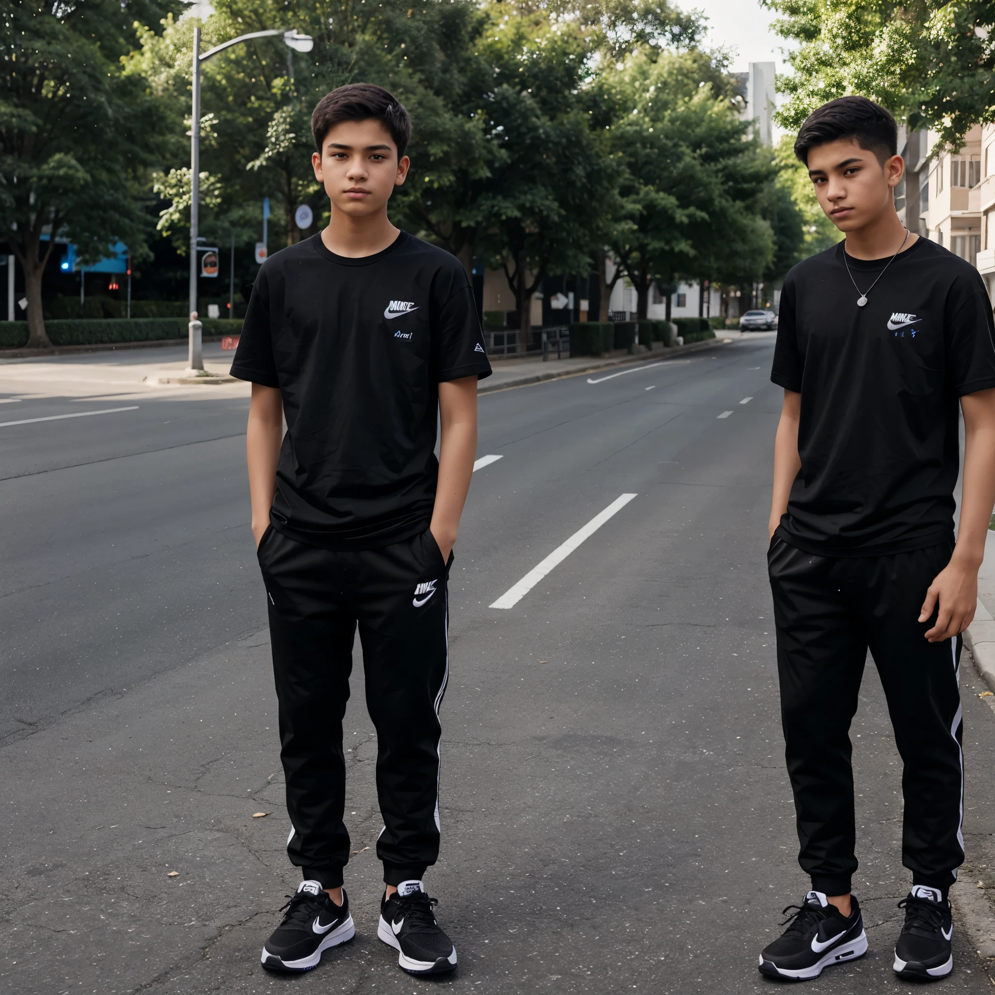 A -yeld boearing a black shirt and pants and Nike shoes