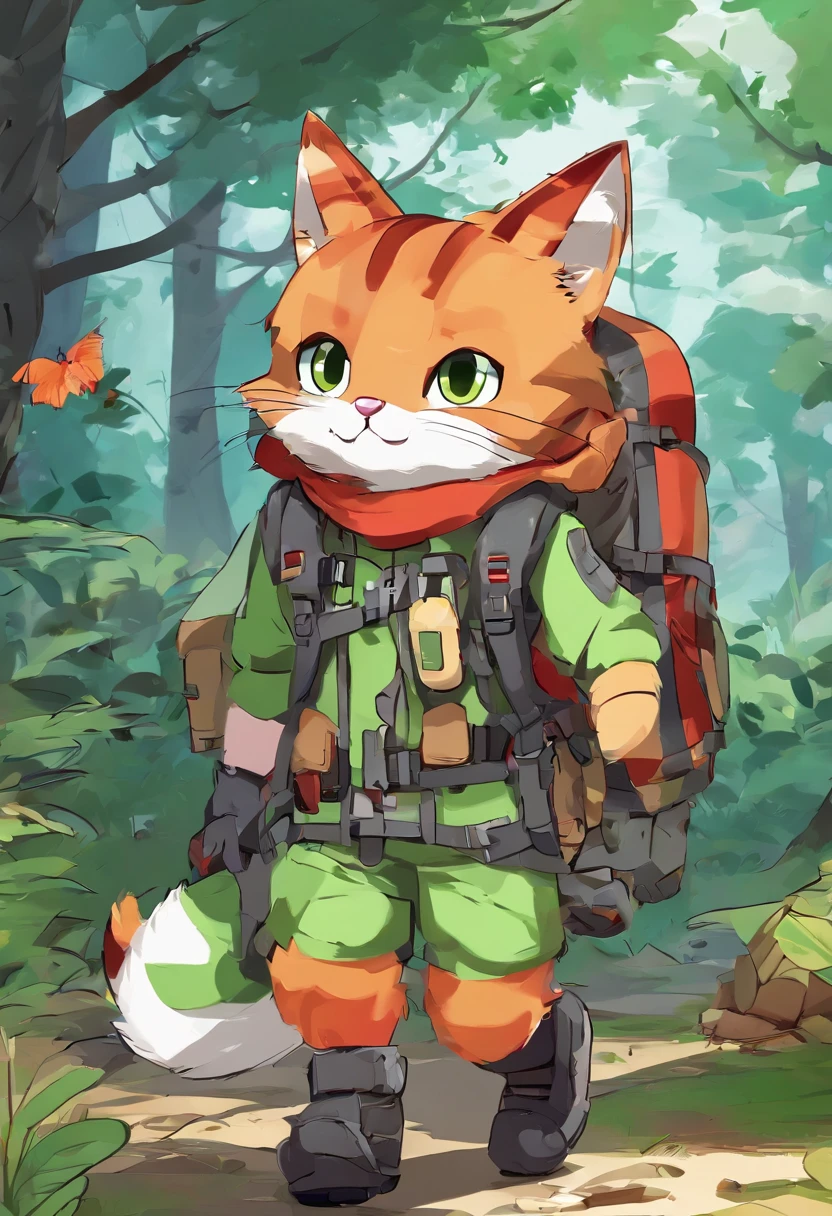 ((An explorer's Cute Cat looks at the map and hikes through the forest)),
(Look at the map:1.37),hairy, Big green bright eyes,, The rabbit wears a stylish green adventure outfit, green shorts, Wear red hiking boots on your feet, cute ears, (Green camping hat, Carry a green backpack with you, trowels, camping equipment, compass,)
(Curious to explore expressions:1.37), Exaggerated,Cartoon, 4D, Fox,at centre,Three-point system
Add a little background: Autumn Leaf Forest Trail Red Forest, autumn forest, red illuminating fog, In a red dream, really beautiful forest, Beautiful forest, Beautiful hazy wood, Red shade spray, Breathable and beautiful trees, breath-taking beautiful trees, red fog, beautiful forests and trees, Bright but dark red, red trees, a 3D render
{{Masterpiece}}, {{{Best quality}}}, {{Ultra-detailed}}, {{{illustration}}},concept art of character,Game scene graph,Clear facial features,close up photograph,Photography,postapocalyptic,Masterpiece,archviz/building rendering,rendering,corona rendered,rendering by octane,v-ray,High detail,hyper qualit,high resolution,trending on artstationh,hyper photorealism,surrealism,k hd,8K tilt shift,Long shot,Split Lighting,
