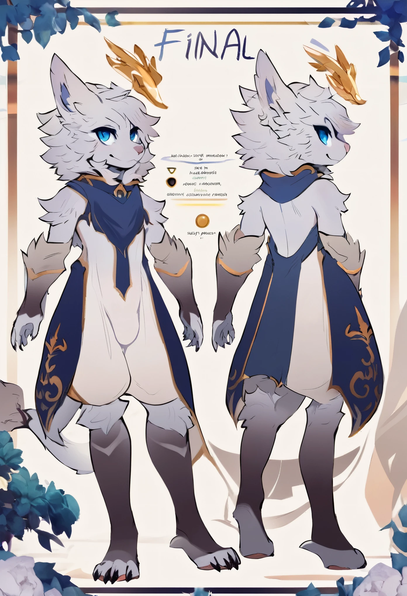 ((masterpiece))(style of final fantasy)(concept art, character sheet)absurdres, perfect anatomy(angelic handsome boy, kemono)(furry anthro),