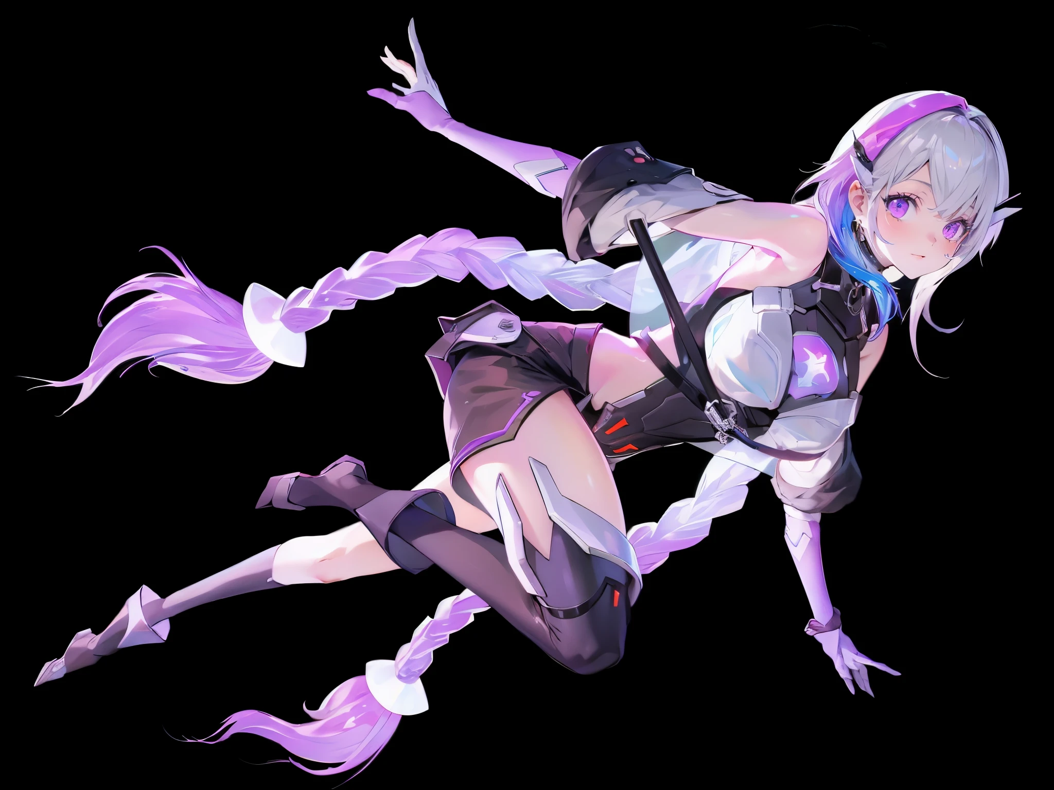 Anime girl holding sword and purple light, cute robot girl, mysterious art style, Robot - Girl with Silver Hair, Digital Cyberpunk Anime Art, perfect anime robot woman, anime robot, digital animation art, Anime style digital art, official character art