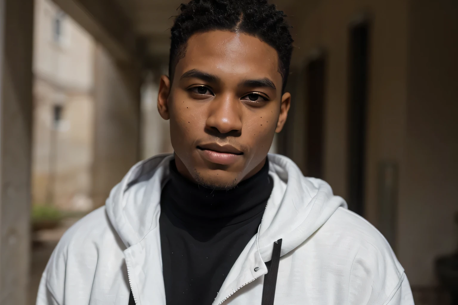 A photograph of black man napped hair, no mask, 20 yo, handsome, detailed face, looking at camera, portrait, 8k uhd, high quality