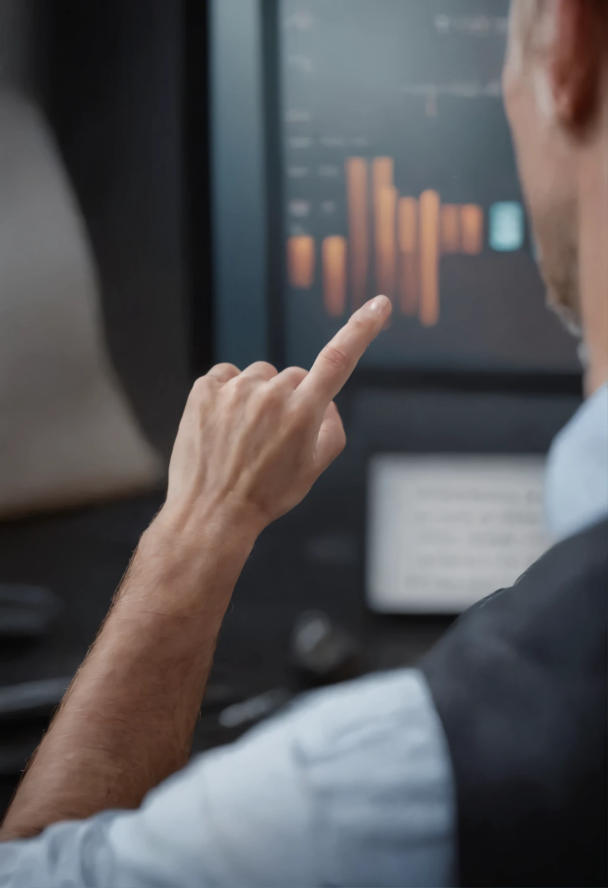 arafed imagem of a man touching a screen with a finger, imagem amplam, olhando parcialmente para a esquerda, 2030, imagem detalhadam, carregado, Series, imagem, imagem impressionantem, executive industry banner, miniatura, Assuma o controle de seus dados, ad image, 2070, waveforms on top of square chart, visualmente impressionante