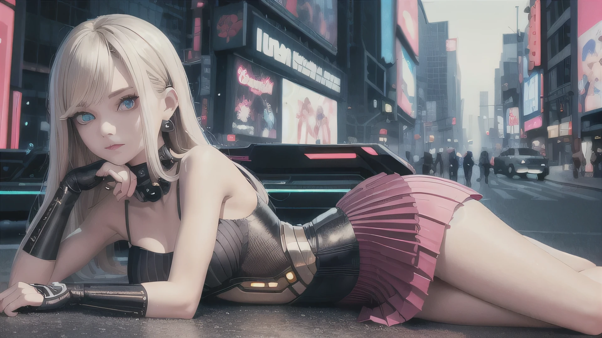 Giantess with firm , long sexy legs, yellow hair and in a bikini is lying on the ground, while the city at her feet burns in flames from the destruction she has caused, while tiny people climb on her body to have sex with her. Giantess, goddess, macrophilia, curvaceous body, hentai, fetish, sexy legs, bikini, high heels, high quality, tiny people, tiny people climbing
