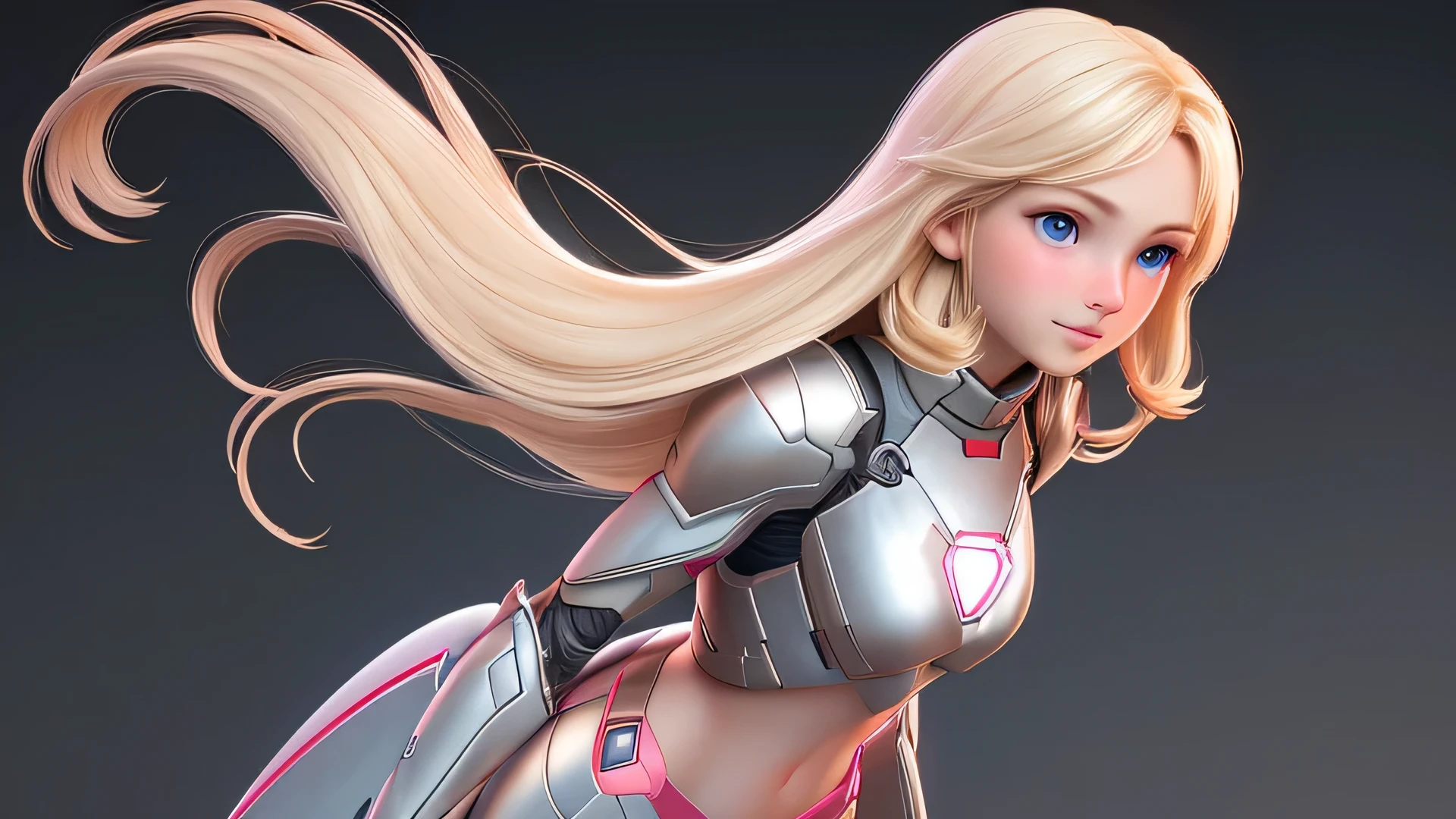 one girl close up, teenager, alone, aesthetic artwork, blonde, straight blondee hair, super long blondee hair, light blue eyes, some small freckles, pale skin, small breasts, runner body, (thin hips, thin waist: 1.25), fine skin, shy smile, (action shot, flight:1.3), arched back, Wearing black-pink Iron Man armor, (full body: 1.1), 24mm, 4K texture, soft movie-like light, Raw photo, photorealism, realistic, Complex, elegant, very detailed, sharp focus, ((((cinematic look)))), soothing tone, insane details, Complex details, very detailed, low contrast, soft movie-like light, dim color, exposure blend, HDR, faded,perfect body,(Lie:1.3)