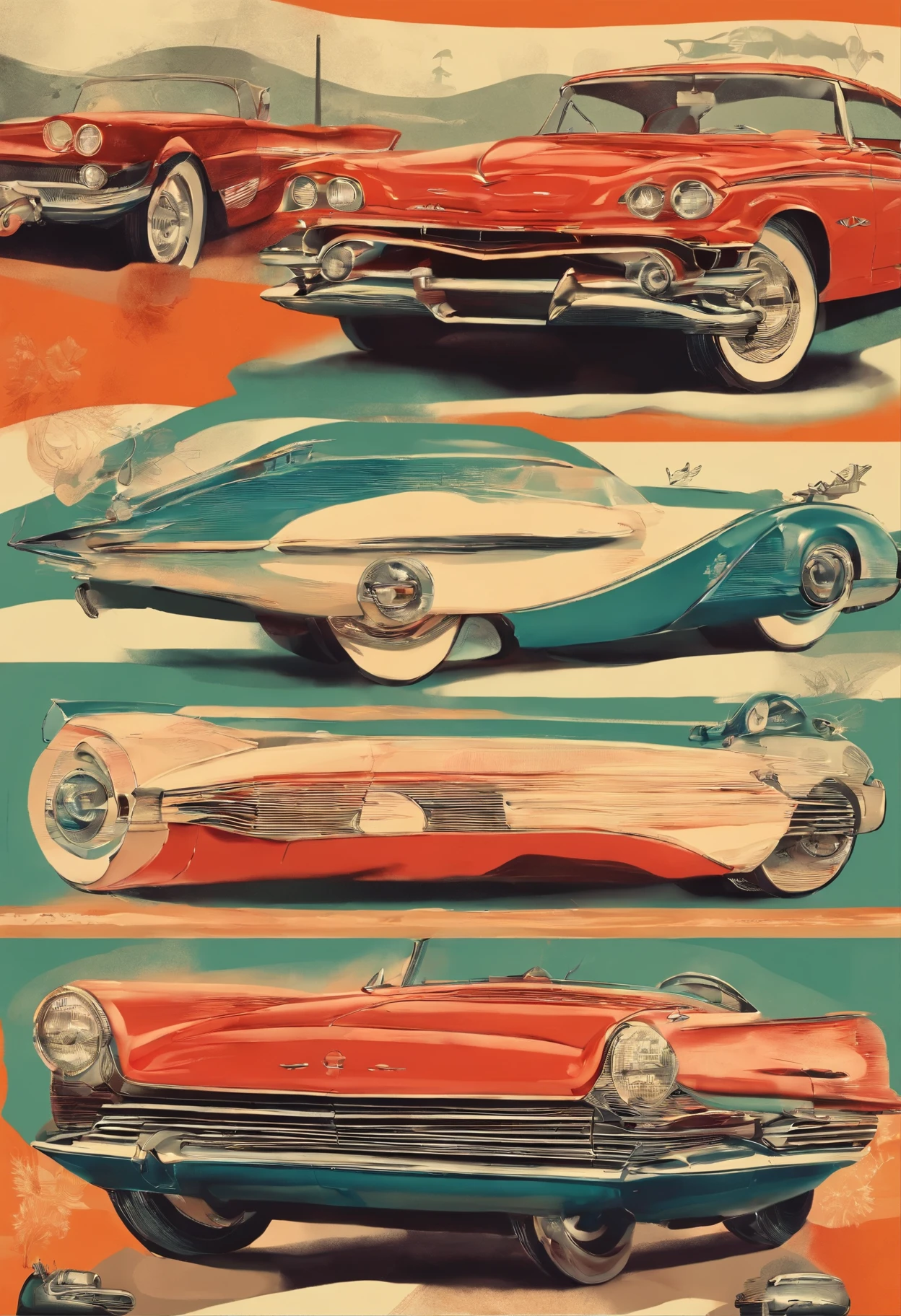 vintage 1960s cars,beautiful women,retro fashion,classic cars,stylish poses,colorful,eye-catching backgrounds,head-turning,classic car models,glamorous,shiny chrome details,retro hairstyles,trendy makeup,vibrant colors,American muscle cars,flawless skin,confident expressions,
nostalgic vibes,retro vibes,exciting atmosphere,high-quality vintage illustrations,dynamic compositions,authentic vintage colors,classic fonts,sleek designs,artistic illustrations,stunning visual appeal,striking advertising graphics,retro advertisements,sophisticated elegance