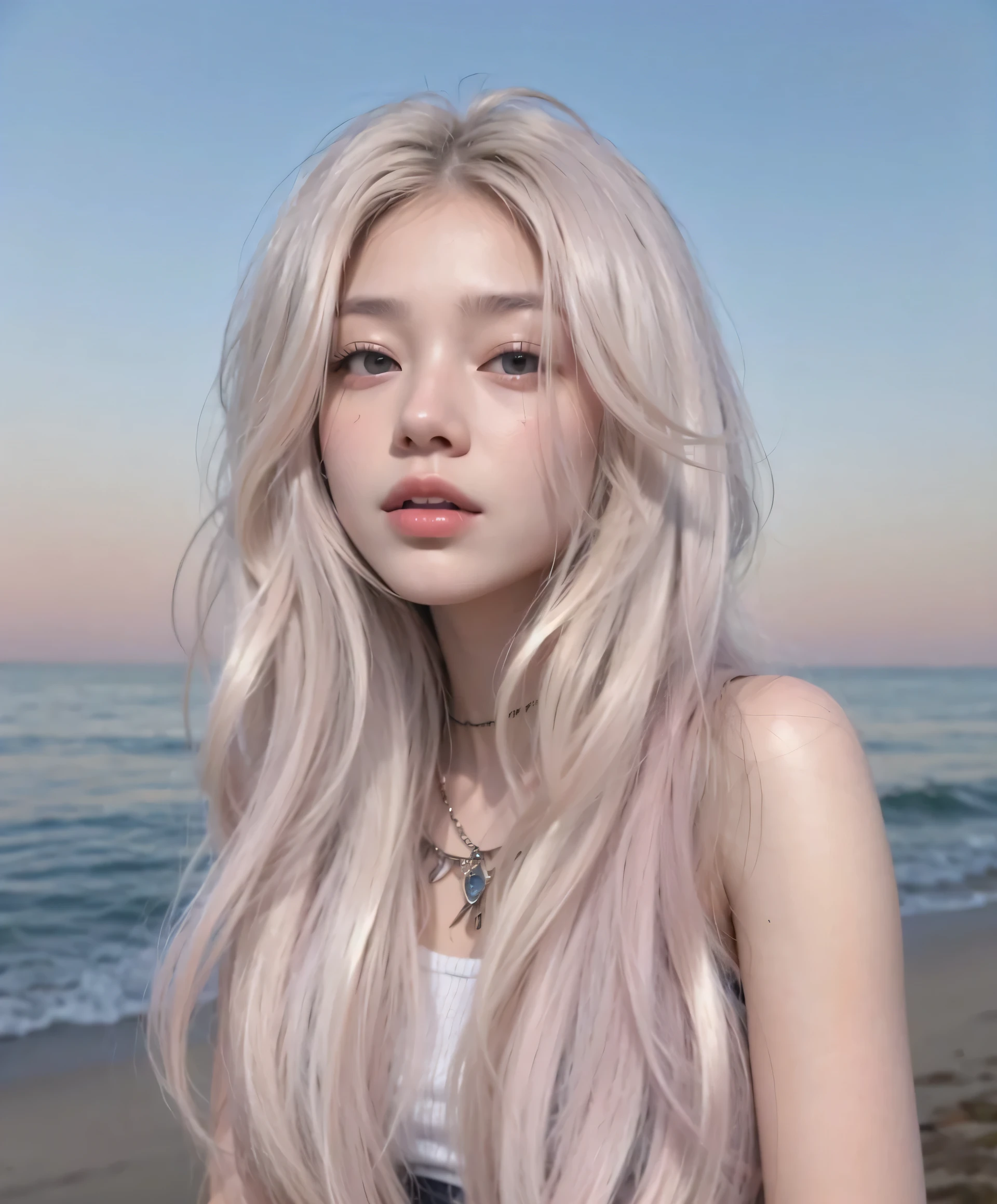 Garota coreana, cabelo rosa