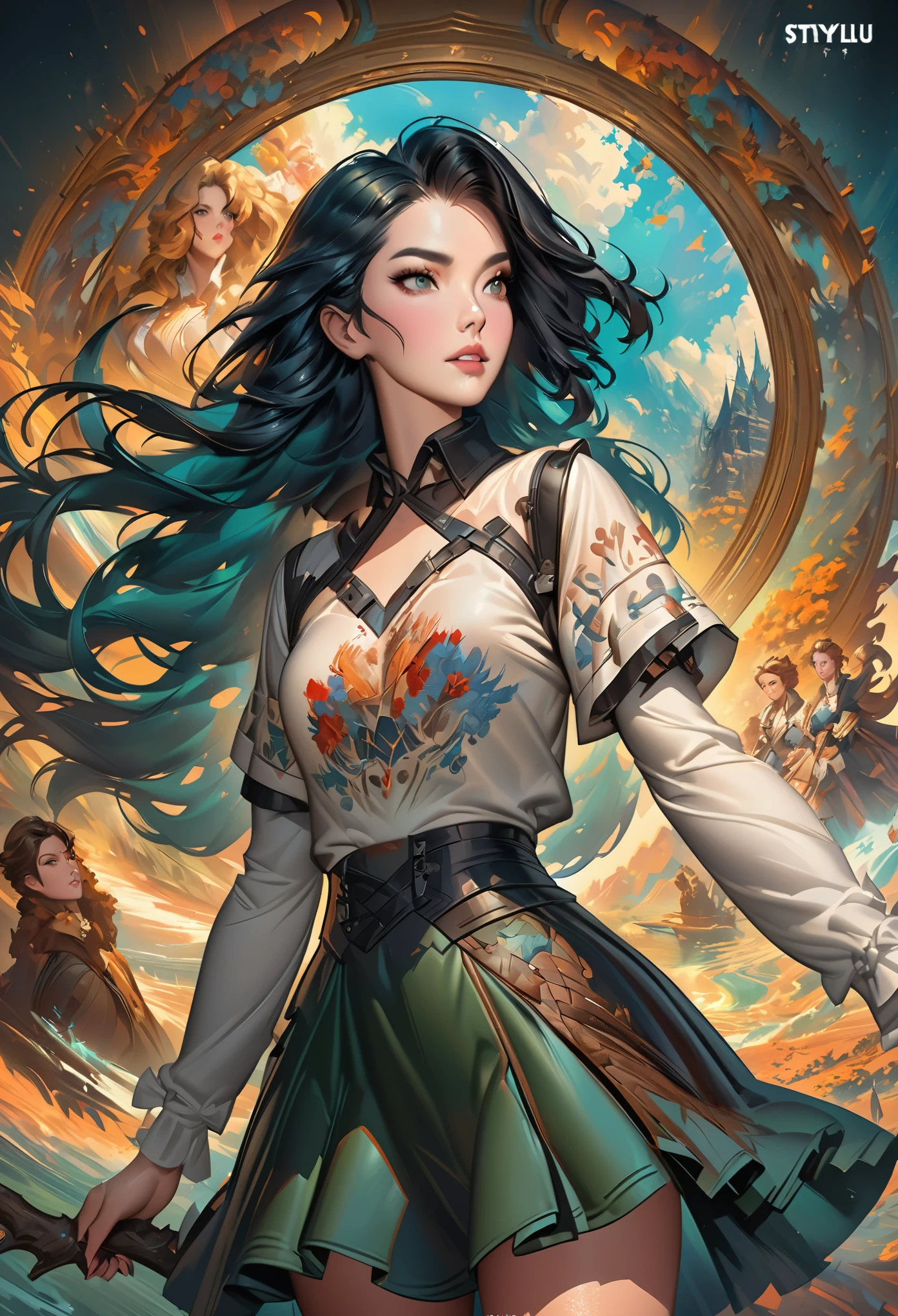 Close-up of a woman with long hair and skirt, Artgerm and Atey Ghailan, Beautiful digital artwork, cute numbers, Lovely and detailed digital art, beautiful figure painting, Beautiful digital illustration, style art, Atjem and Louis van Baarle, ross tran style, Inspired by Ross Tran, stylized anime