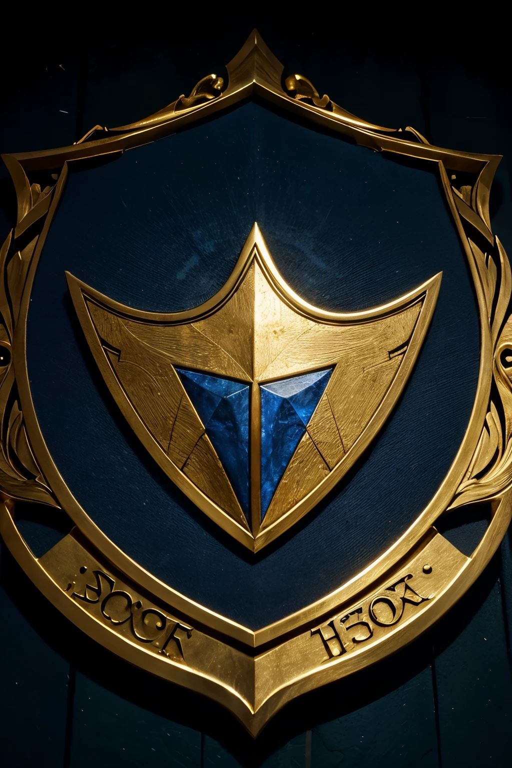 In a dimly lit dungeon, there is an emblem of a knowledge guild in a Dark Fantasy RPG. The emblem is intricately designed with a combination of ancient symbols and mystical elements. The emblem is made of solid gold and is exquisitely detailed, reflecting the craftsmanship and skill of the guild members. The emblem is illuminated by a soft, ethereal light that emanates from the surrounding walls, creating a captivating ambiance. The colors of the emblem are rich and vibrant, with hues of deep blue and shimmering gold accents. The emblem sits against a backdrop of ancient stone walls, adding a sense of history and mystery to the scene. The attention to detail is extraordinary, with every curve and line meticulously carved and etched into the emblem's surface. The emblem serves as a symbol of knowledge and wisdom, representing the guild's dedication to acquiring and sharing knowledge within the RPG world.