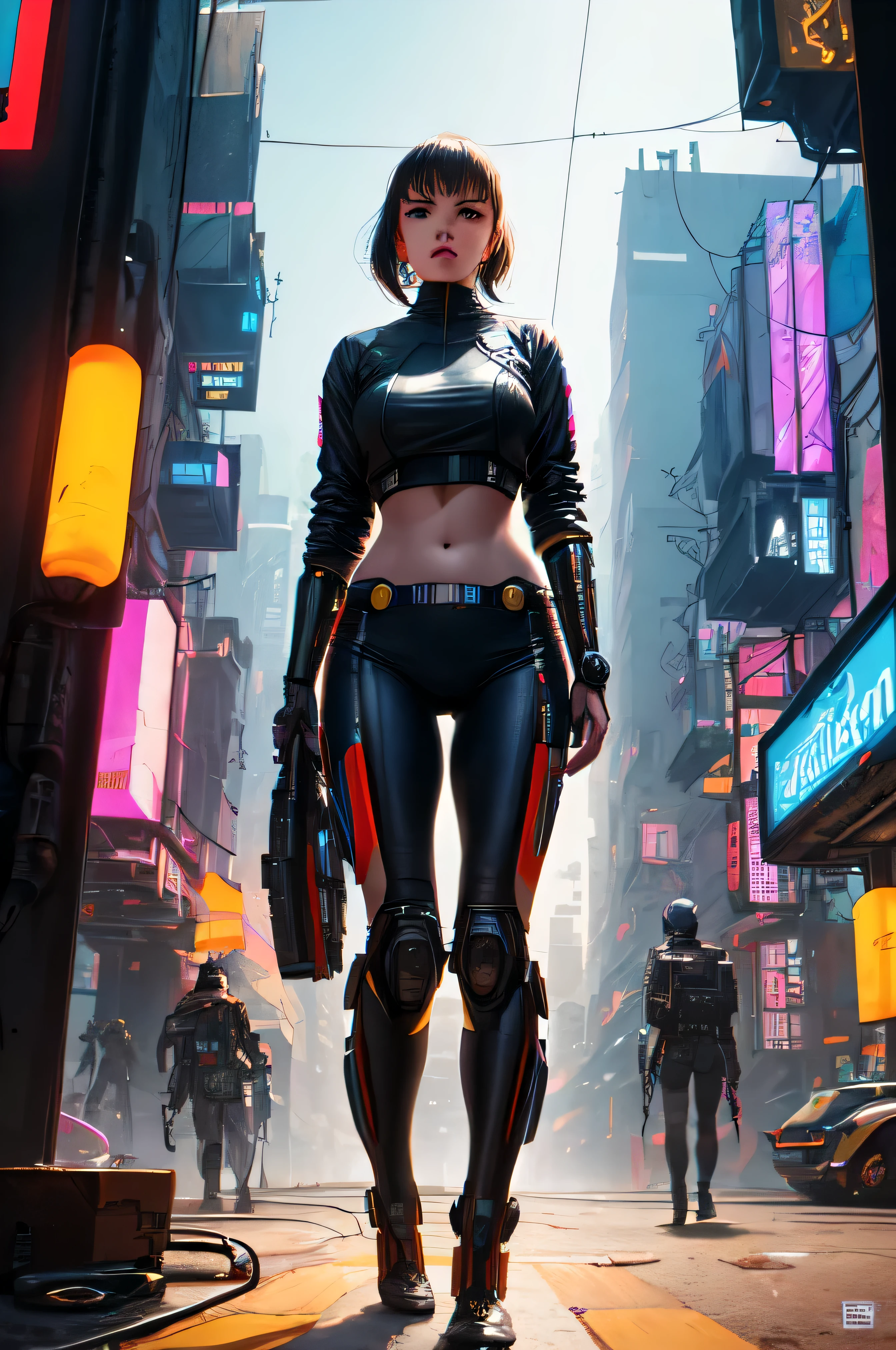 ((Melhor qualidade sci-fi)), ((obra de arte)), (detalhado), rosto perfeito, ((cyberpunk )) sci-fi))