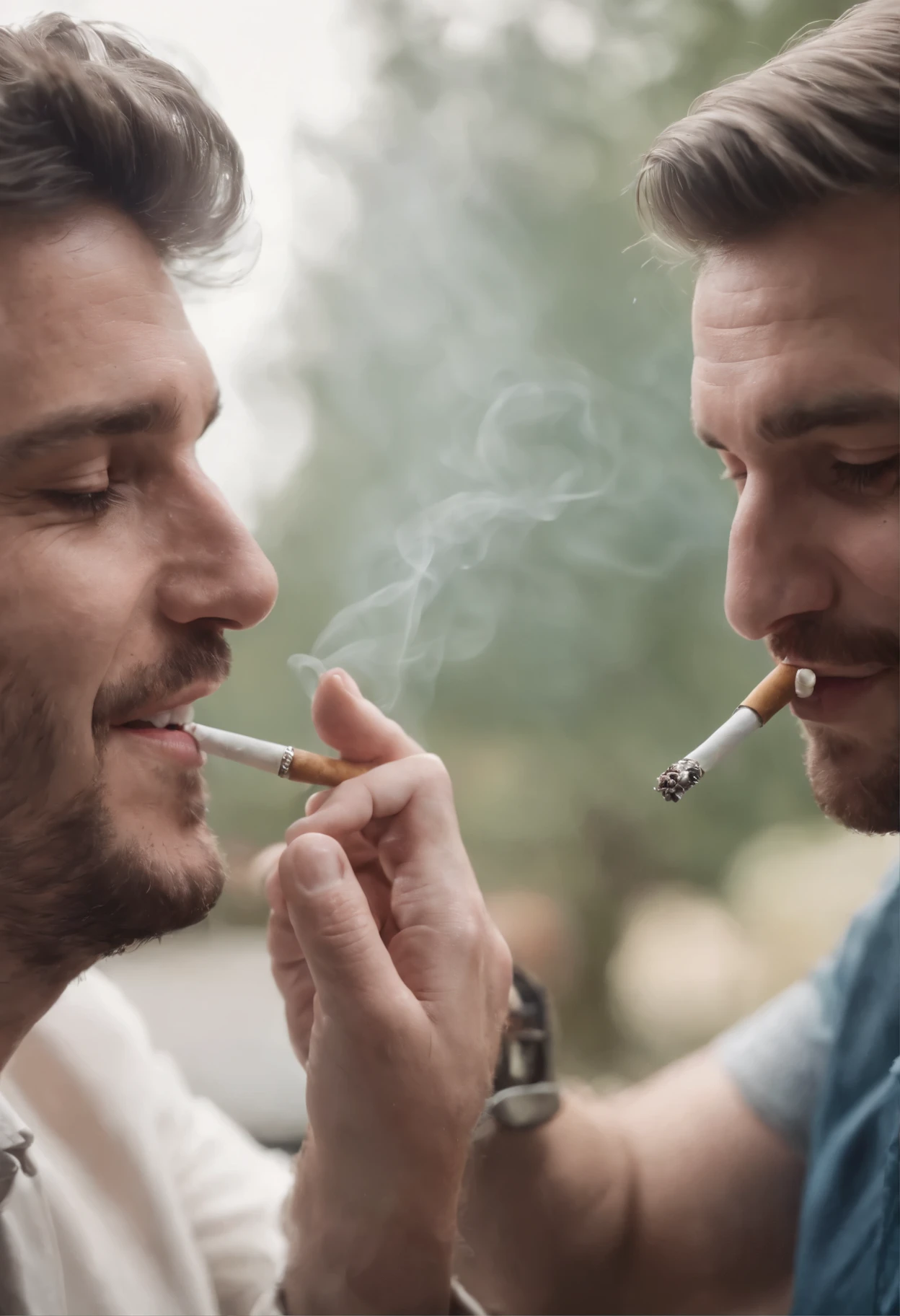 Man blowing cannabis in a dark room, a large amount of smoke coming out of his mouth, holding a cigarette in his hand, one man, dandy,
