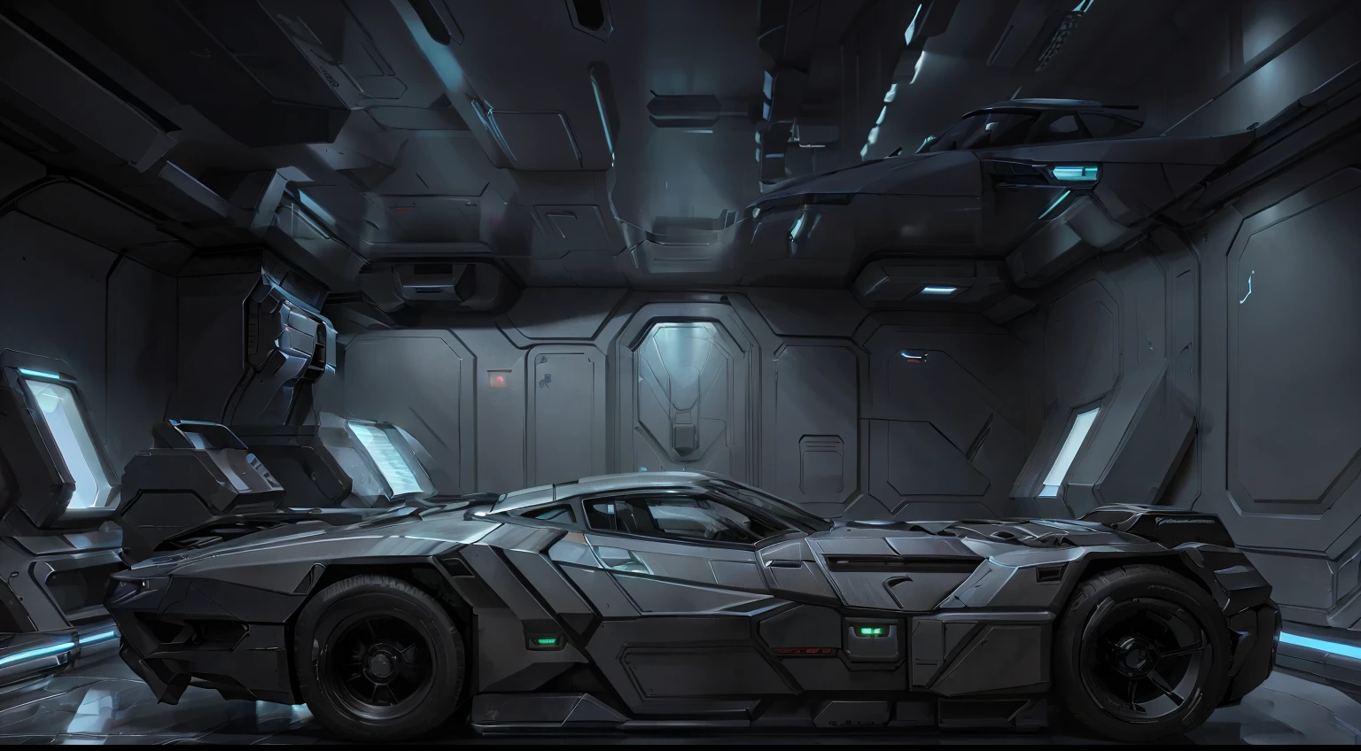 A sci-fi room with all kinds of technological equipment, surreal sci fi set design, sci - fi interior, sci-fi night club, scifi room, Sci-fi style, science fiction digital art, stefan koidl inspired, futuristic hall, Science-fi digital art illustration, scifi style, sci - fi look, science fiction digital painting