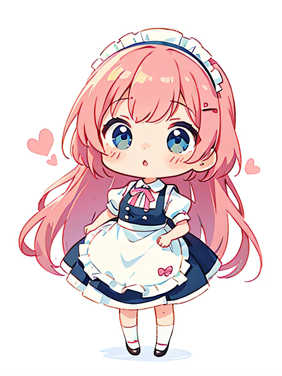 maid, Kawaii Design, most beautiful girl ever、Chibi,plain background