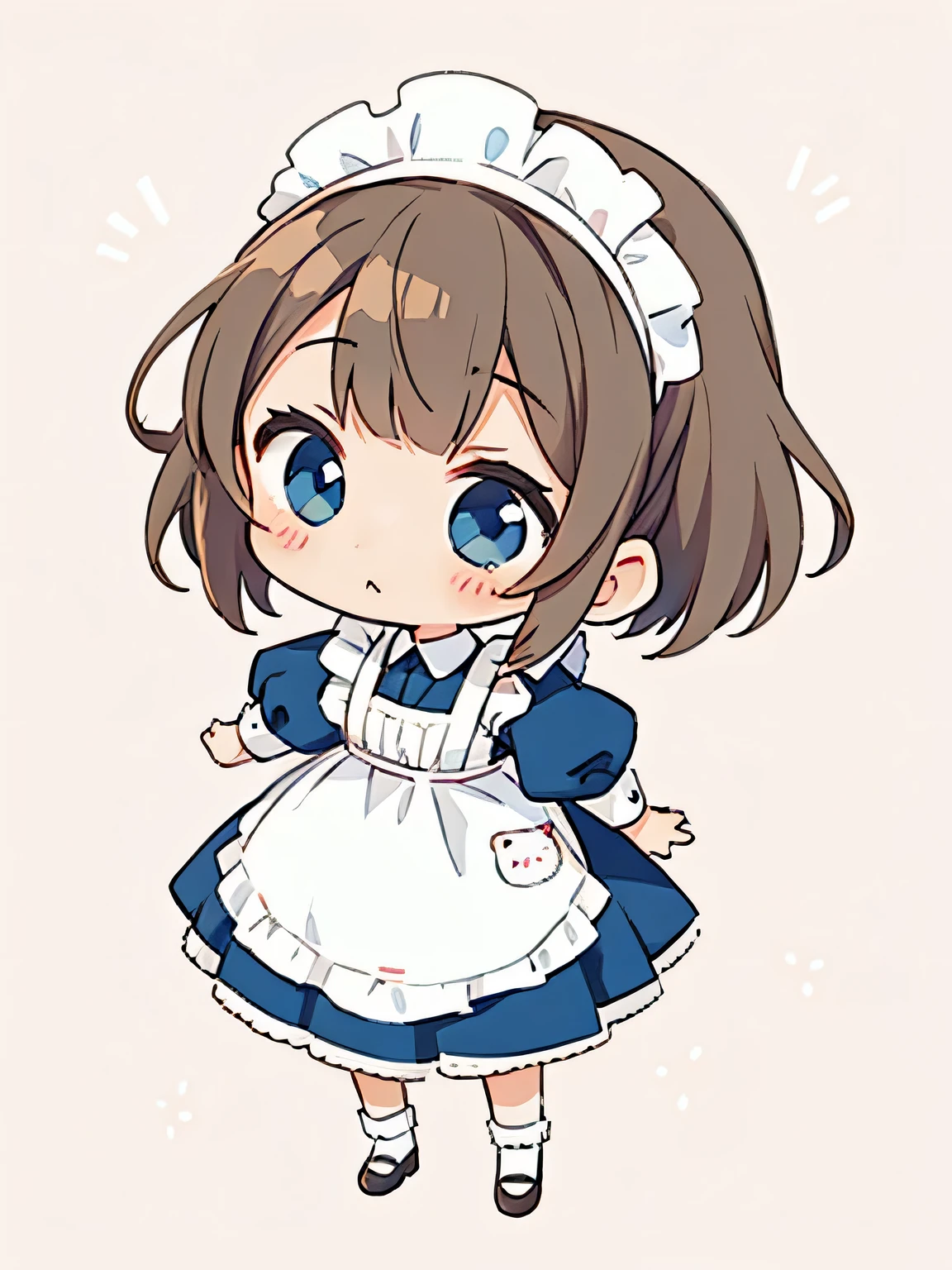 maid, Kawaii Design, most beautiful girl ever、Chibi,plain background、deformed