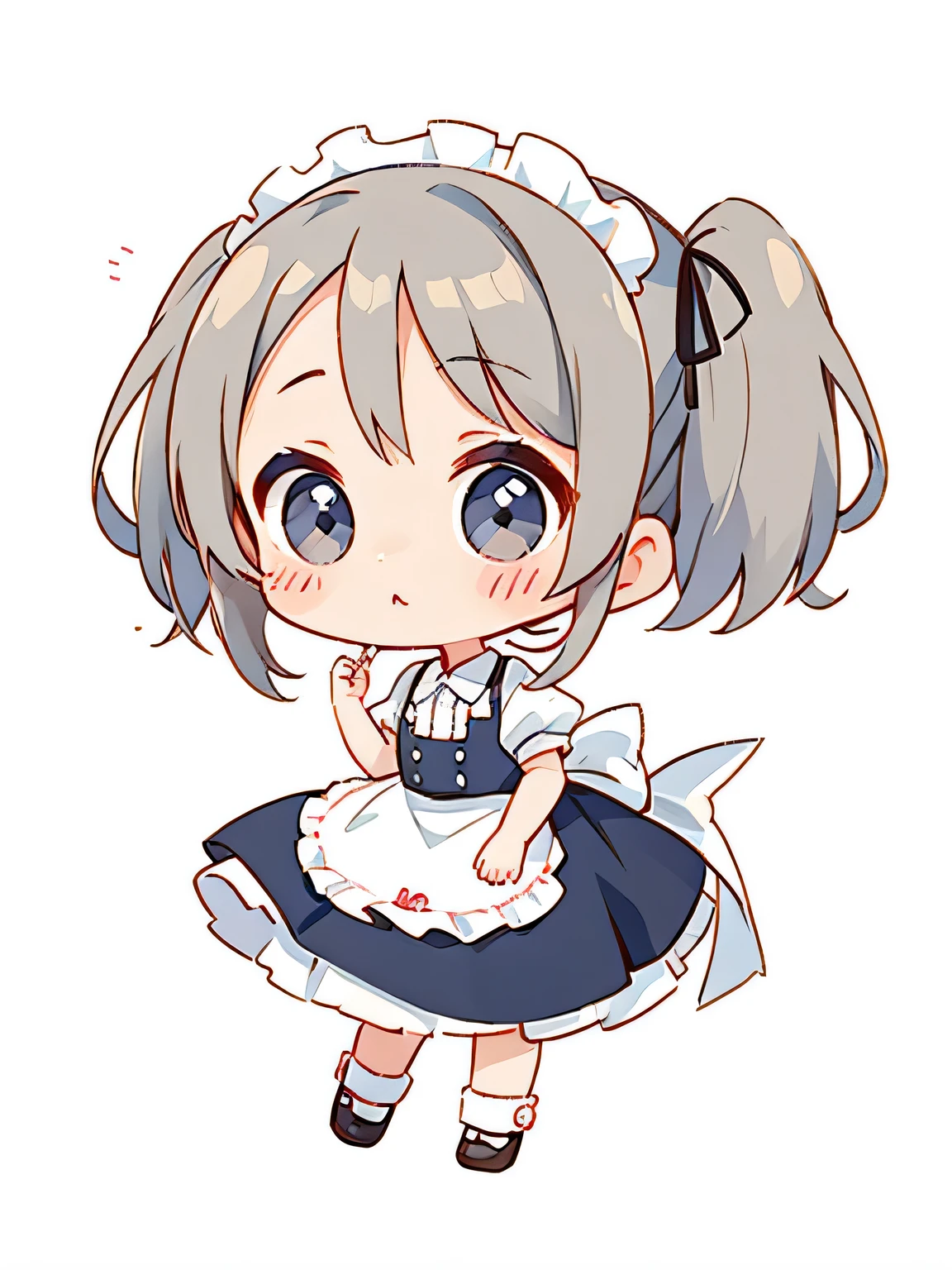 maid, Kawaii Design, most beautiful girl ever、Chibi,Light gray background、deformed