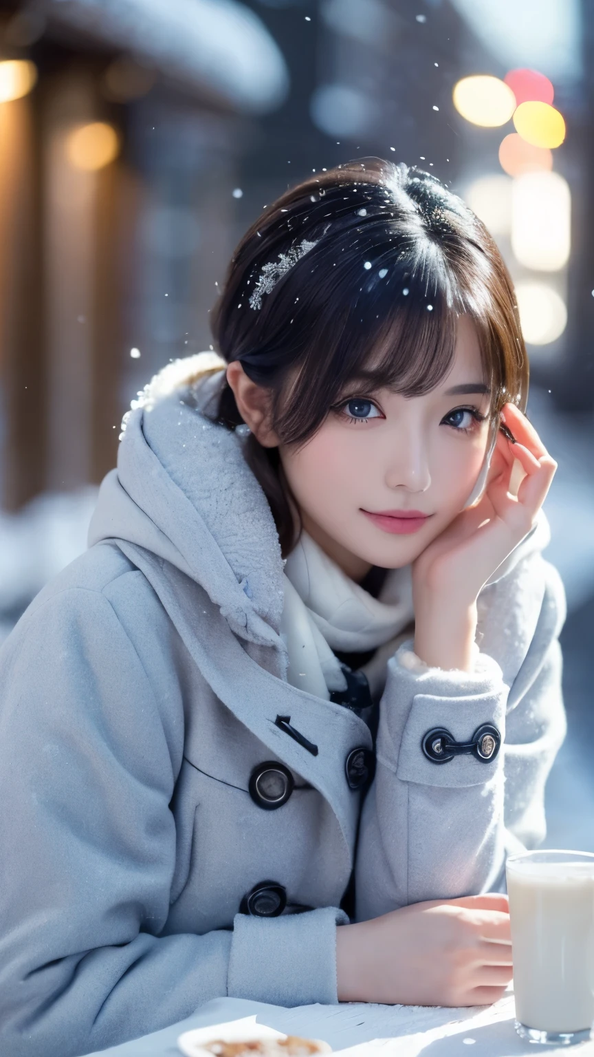 winter,snow scene,lace pantyhose,((duffel coat))、Depth of the bounds written,real light,ray tracing,OC renderer,UE5 renderer,surreal,best quality,8K,works of masters,super fine,correct anatomy、(highest quality, 4k, table top: 1.3), Beautiful woman、surreal, 1 girl,highly detailed face,fine eyes,double eyelid, (beautiful detailed lips),sexy face,women of arafe,25 years old、