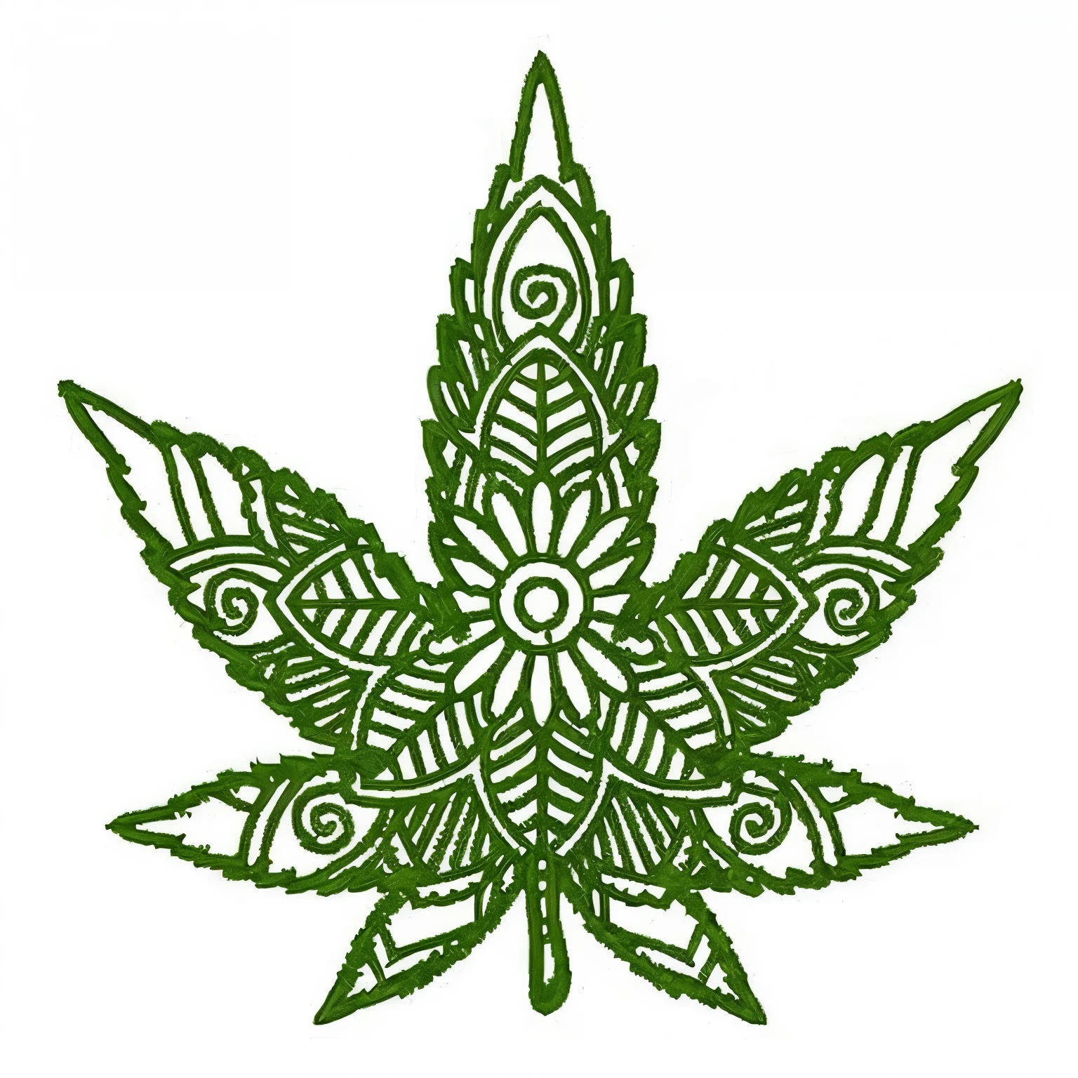 a green marijuana leaf with intricate designs on it, marijuana leaf, weed cutie mark, pot leaf, intricate a whole fantasy leaf, marijuana greenery, ganja, with green cannabis leaves, marihuana, marijuana asymmetrical, marijuana themed, cannabis leaves, intricate art deco leaf designs, marijuana leaves, cannabis, very detailed leaves, marijuana, cannabis!, weed, kerala motifs, make the design more intricate and artistic, trippy