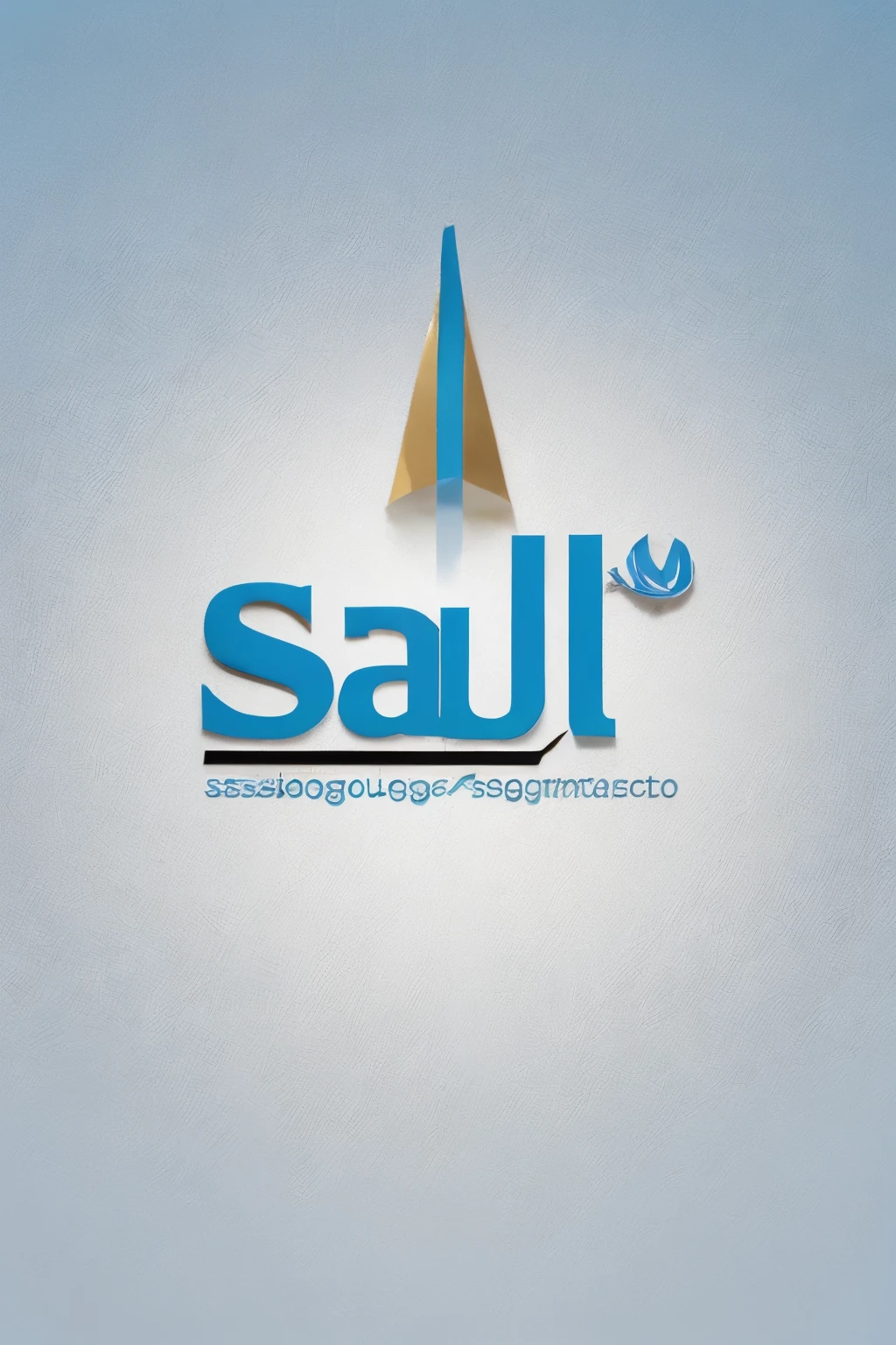 Logo of a company with the text “SaludTecnologica” in gold, aislado en un fondo azul metalizado, centrado, estilo minimalista, vectorial, Elegant lines, Sharp lines, alta calidad, minimalista, lujoso.