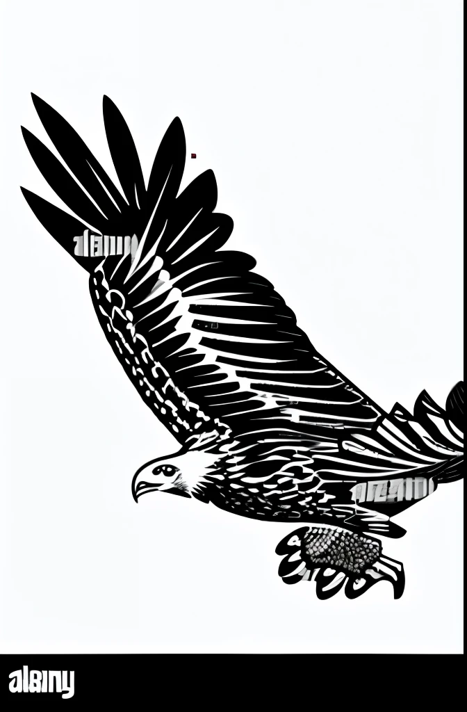 eagle flying majestic and grand, wings spread open wide black and white logo