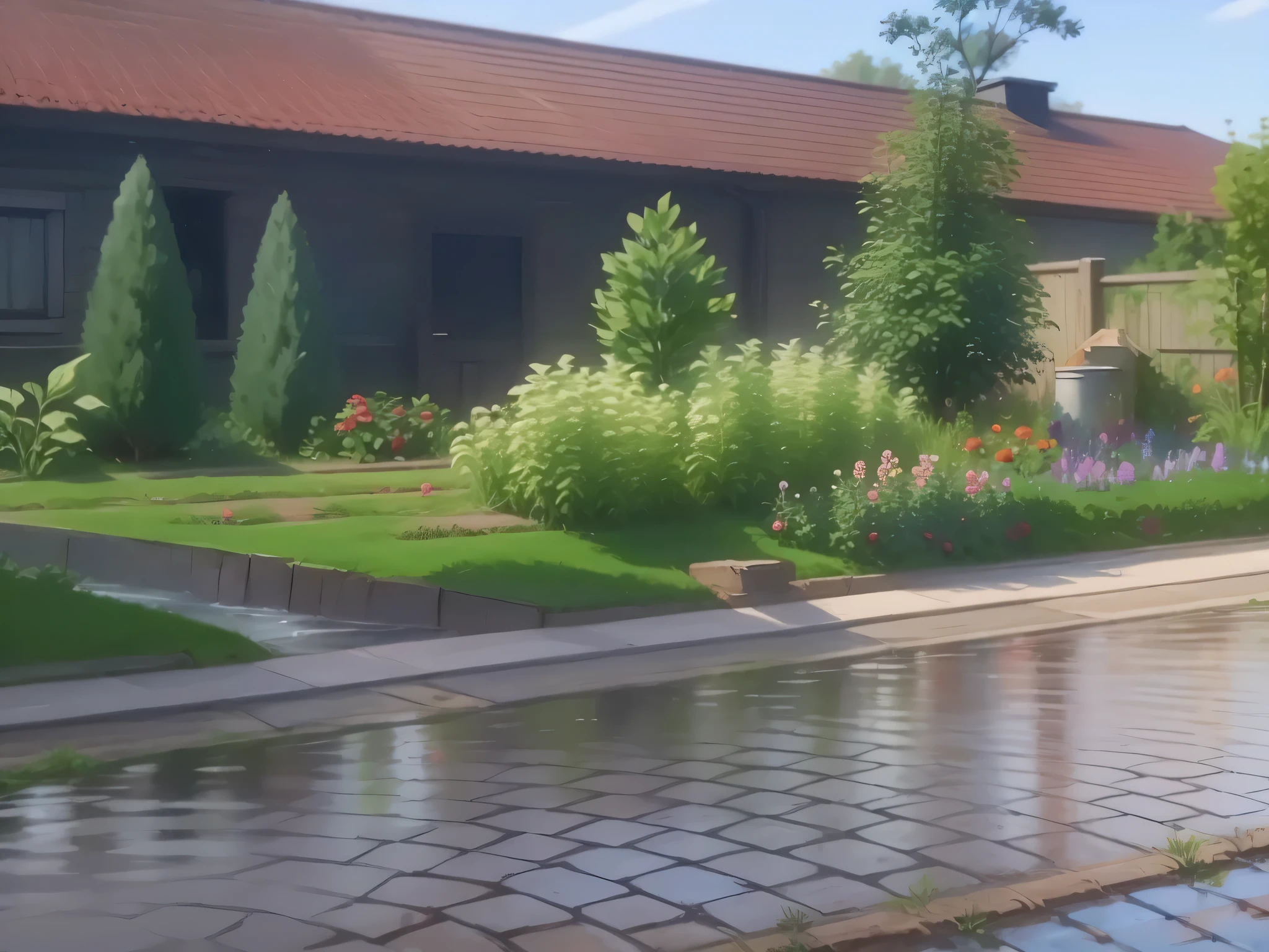 cross flow,Vegetable patch by the stream,dwarf vegetables