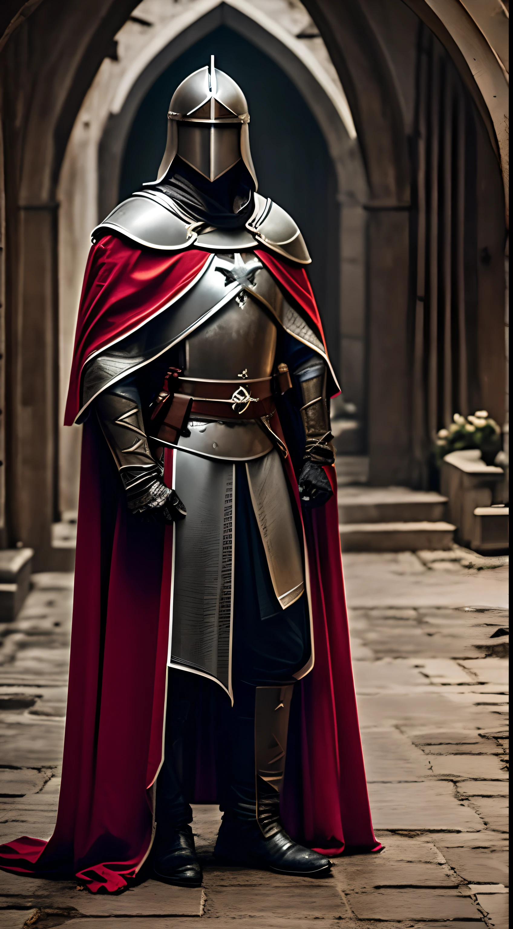 photograph of A Templar knight in training renouncing his material desires and saying goodbye to his family.