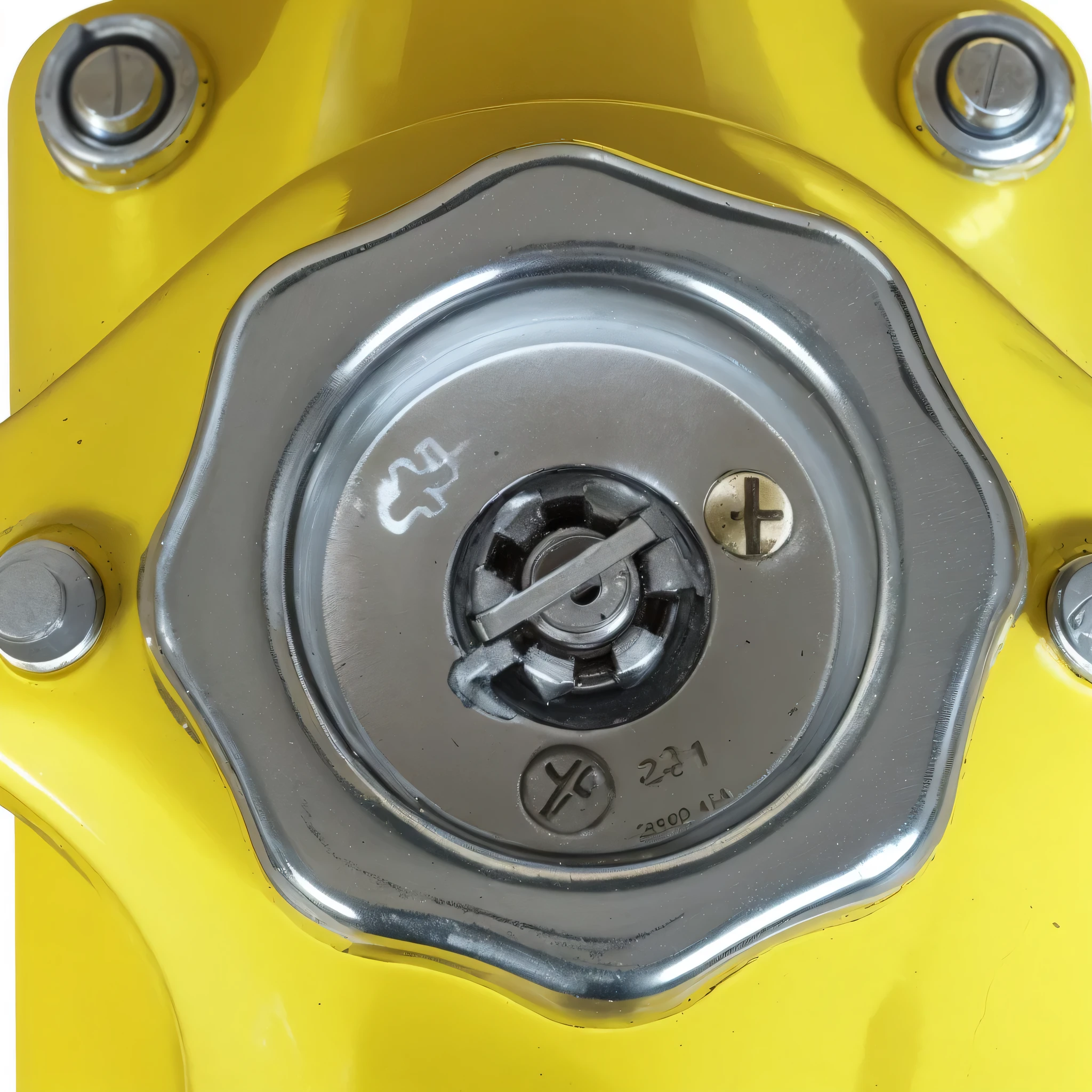 Close-up of fire hydrant with metal knob, Detailed zoom photos, High-detail product photos, top view, Product close-up photos, high angle close-up shot, Clear detailed view, 100mm, 1 0 0 mm, 150mm, 150mm, 1 5 0 mm, Close-up view