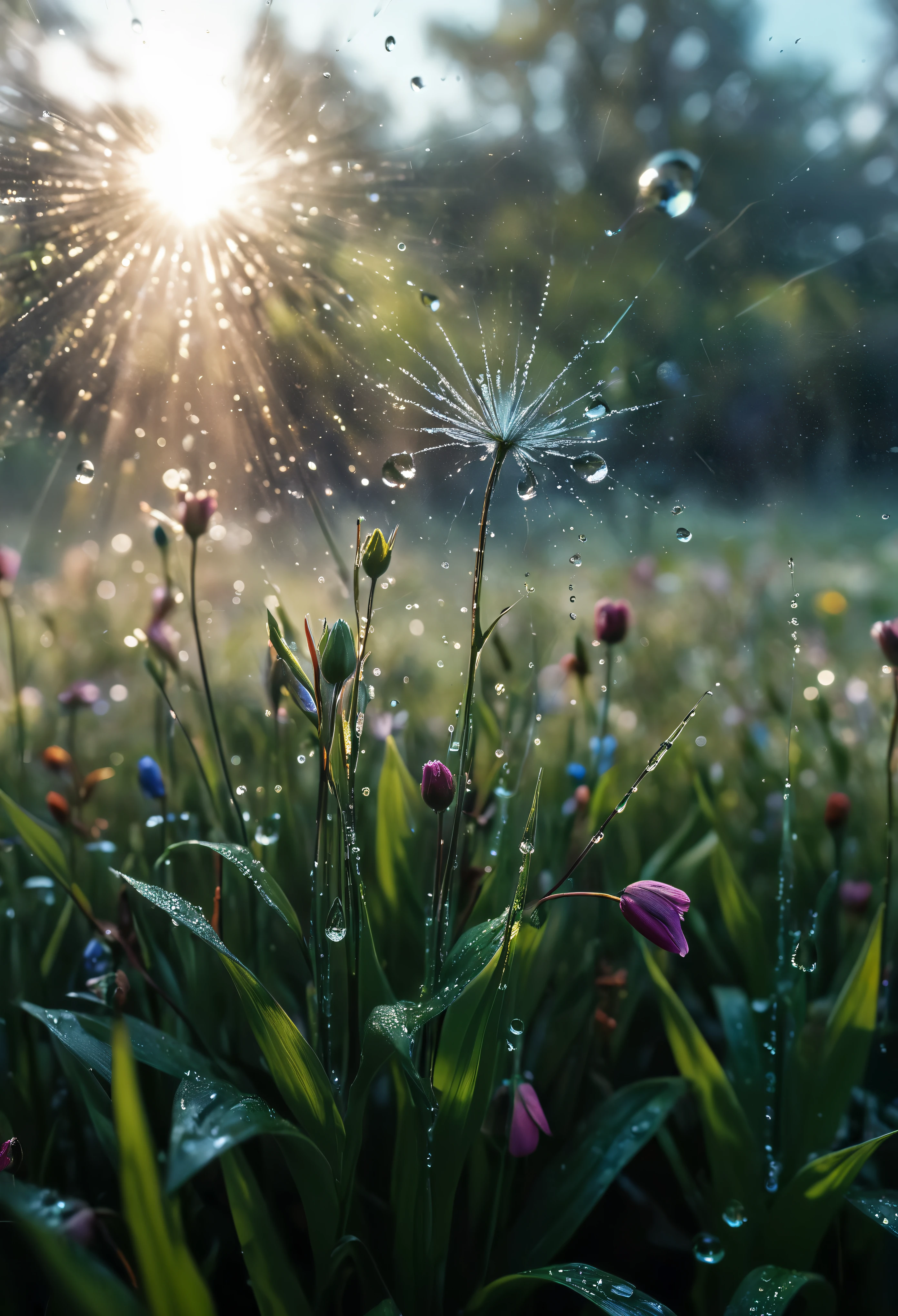 ((Masterpiece in maximum 16K resolution):1.6),((soft_color_photograpy:)1.5), ((Ultra-Detailed):1.4),((Movie-like still images and dynamic angles):1.3), ((motion blur):1.1),((Ultra wide angle):1.5),((macro lens photo):1.3). | (Macro shot of glass window with dripping morning dews), (glass window overlooking a garden at spring morning), award winning masterpiece with incredible details, epic stunning, ((morning dews):1.2), ((thin morning mist):1.1), ((tyndall effect):1.1), ((morning at spring ):1.2), ((spring flowers):1.2), ((fresh atmosphere):1.1), (shimmer), (visual experience), (Realism), (Realistic), award-winning graphics, dark shot, film grain, extremely detailed, Digital Art, rtx, Unreal Engine, scene concept anti glare effect, All captured with sharp focus. Rendered in ultra-high definition with UHD and retina quality, this masterpiece ensures anatomical correctness and textured skin with super detail. With a focus on high quality and accuracy, this award-winning portrayal captures every nuance in stunning 16k resolution, immersing viewers in its lifelike depiction. Avoid extreme angles or exaggerated expressions to maintain realism. ((perfect_composition, perfect_design, perfect_layout, perfect_detail, ultra_detailed)), ((enhance_all, fix_everything)),