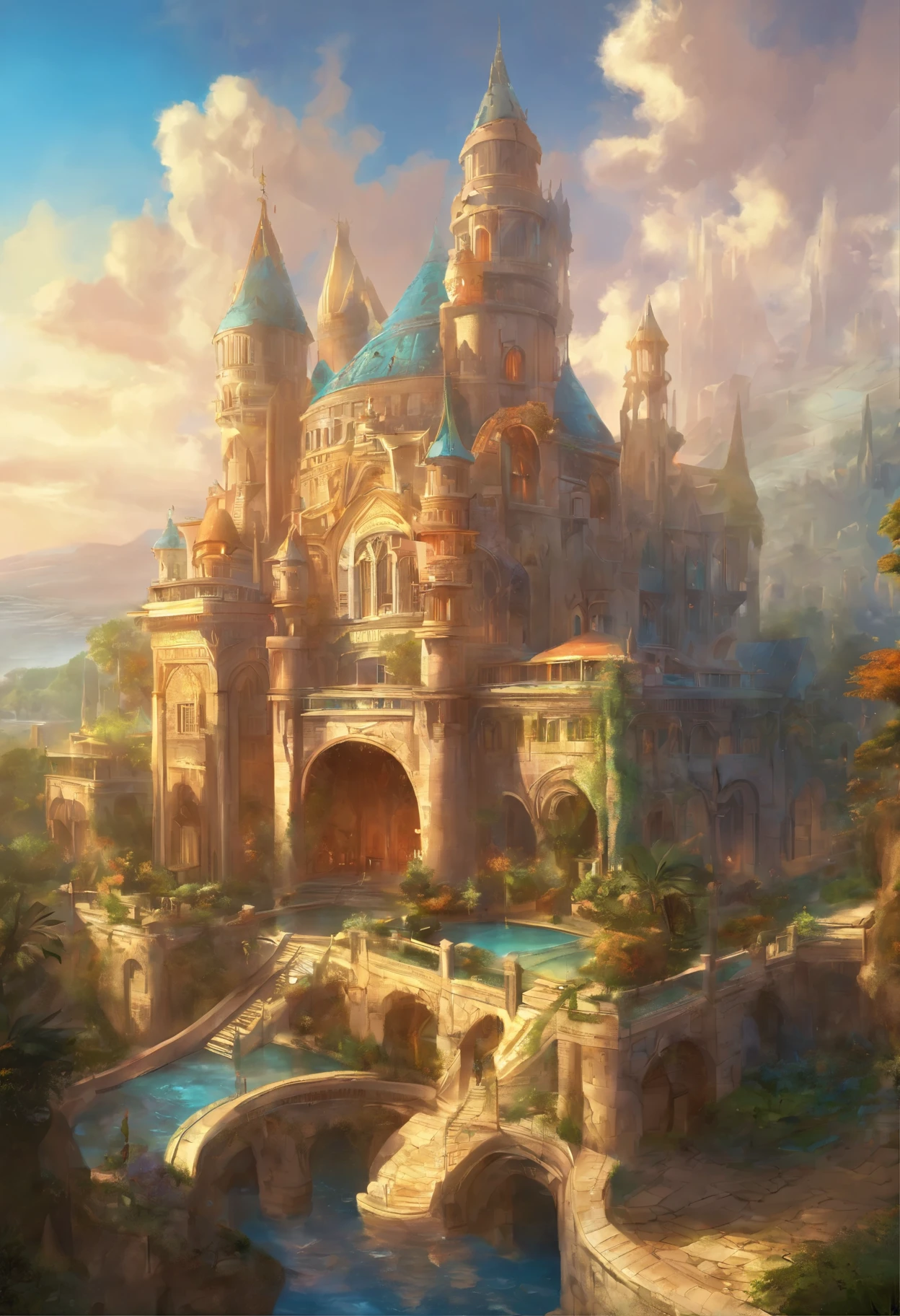 sidon style, City of progress, futuristic city, utopian world, shiny great colors,prosperous buildings, high class clothes and architectural designs, luxurious constructions, utopian futur, highly detailed, hdr, perfect, stunning progressive architecture,, 8K, global illumination, wide angle, god rays, a beautiful main hall of a white marbled victorian style castle. golden sunlight streams through stained glass windows and blue tapestries depecting tales of glory are on the walls